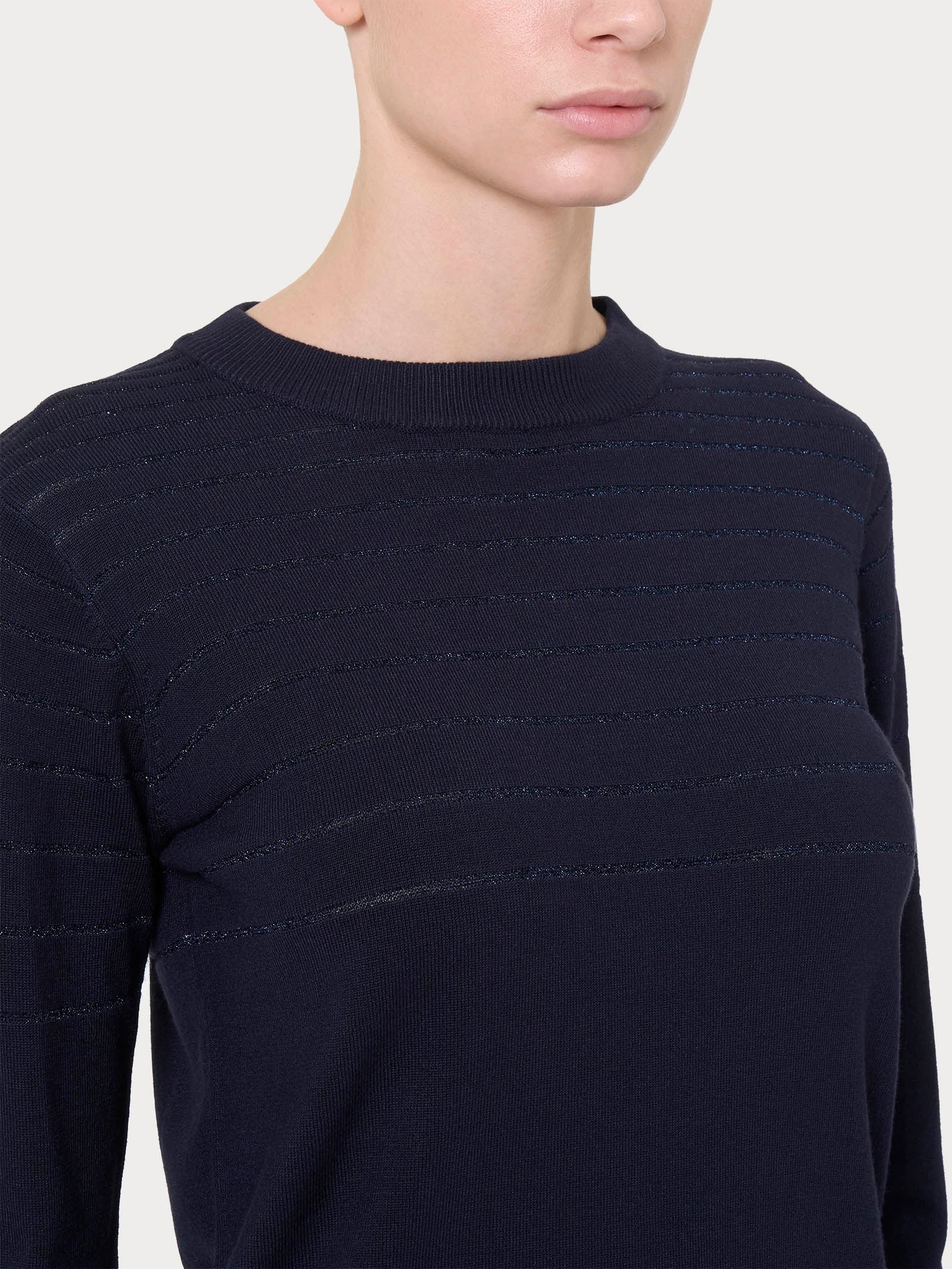 Ragno Four Seasons maglia girocollo righe Bleu lurex