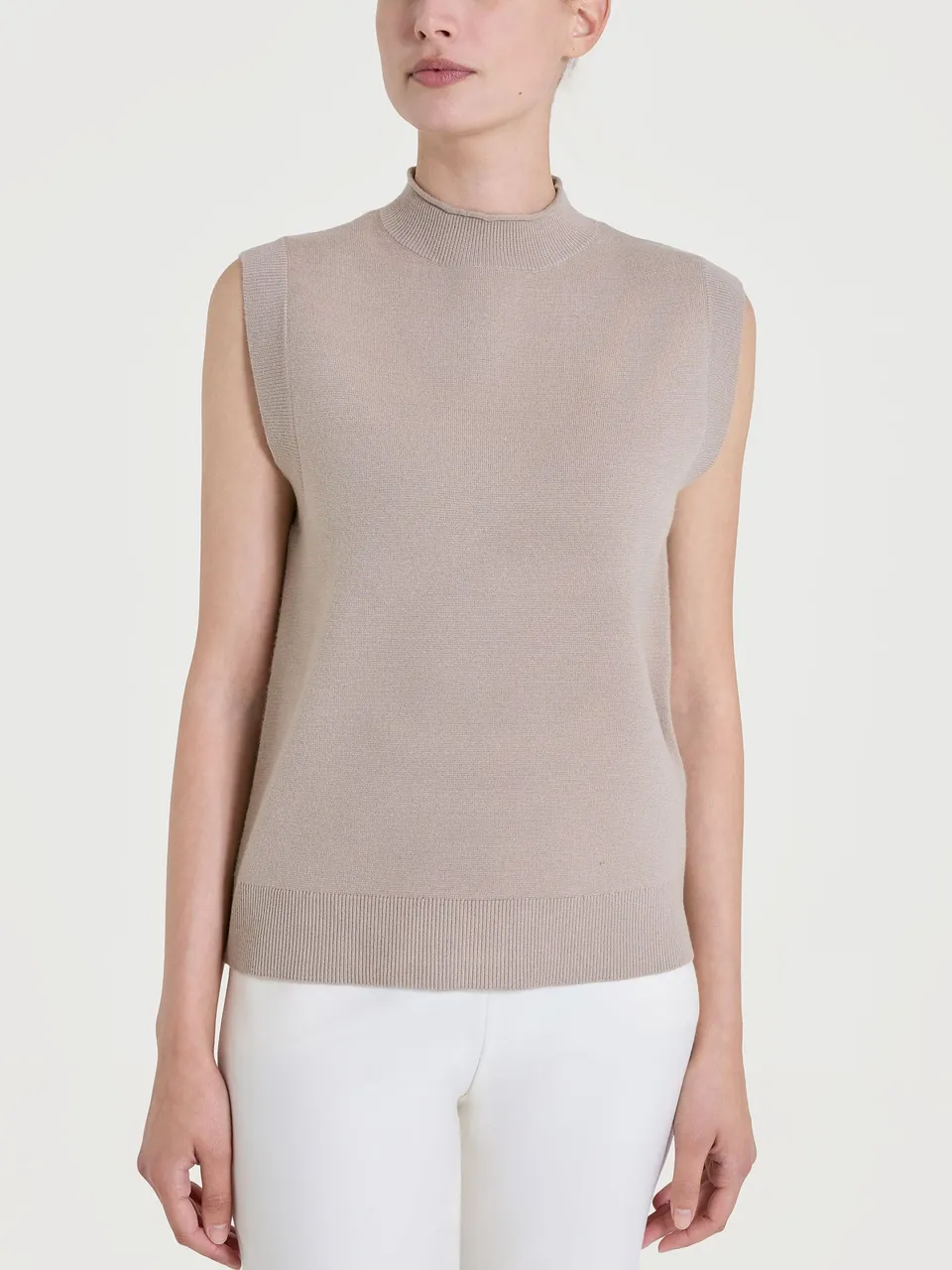 Ragno Super Soft Maglia Smanicata Collo Lupetto Cammello