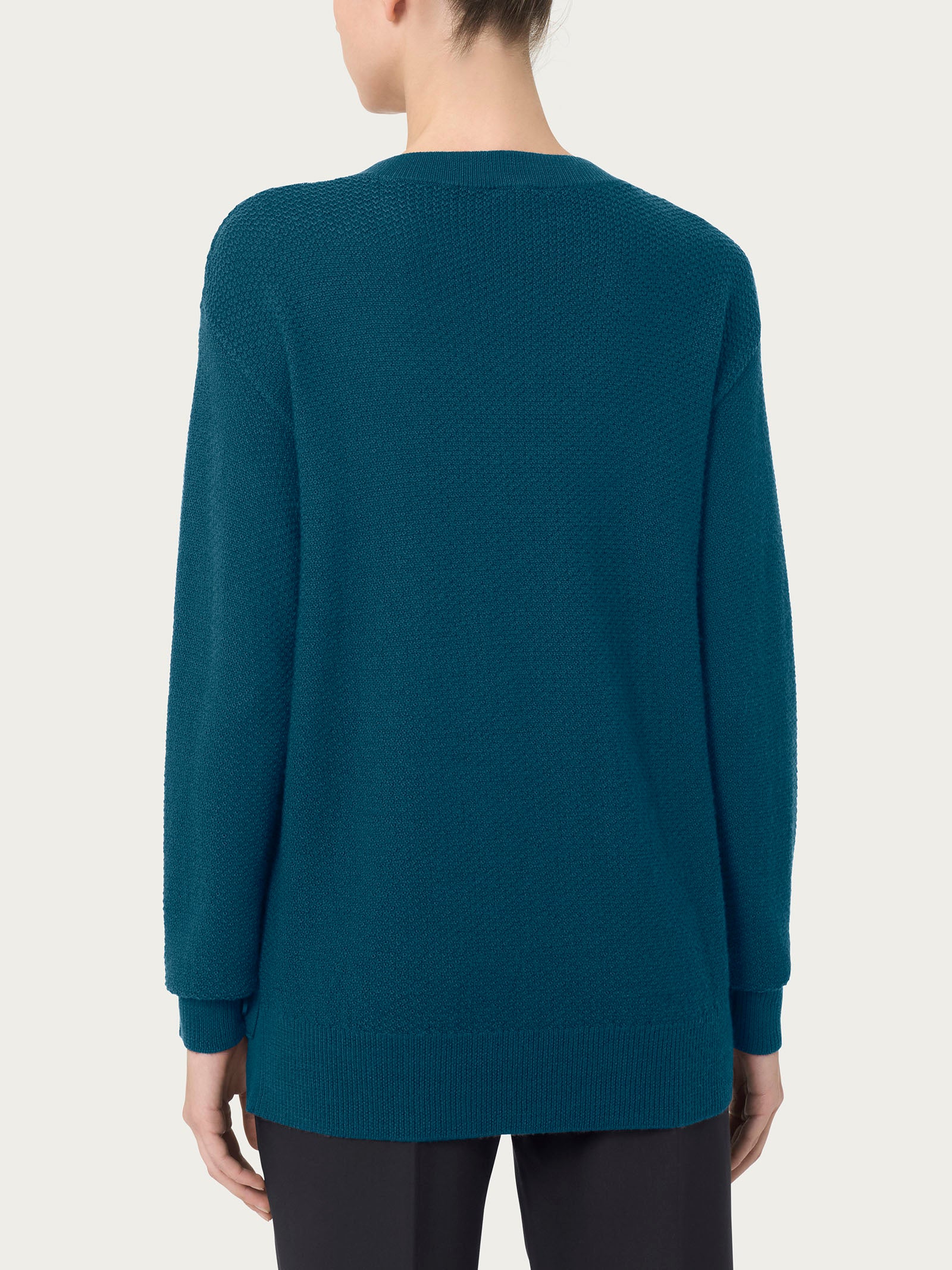Ragno Merino Soft Pullover Girocollo Bottoni Blu Lana