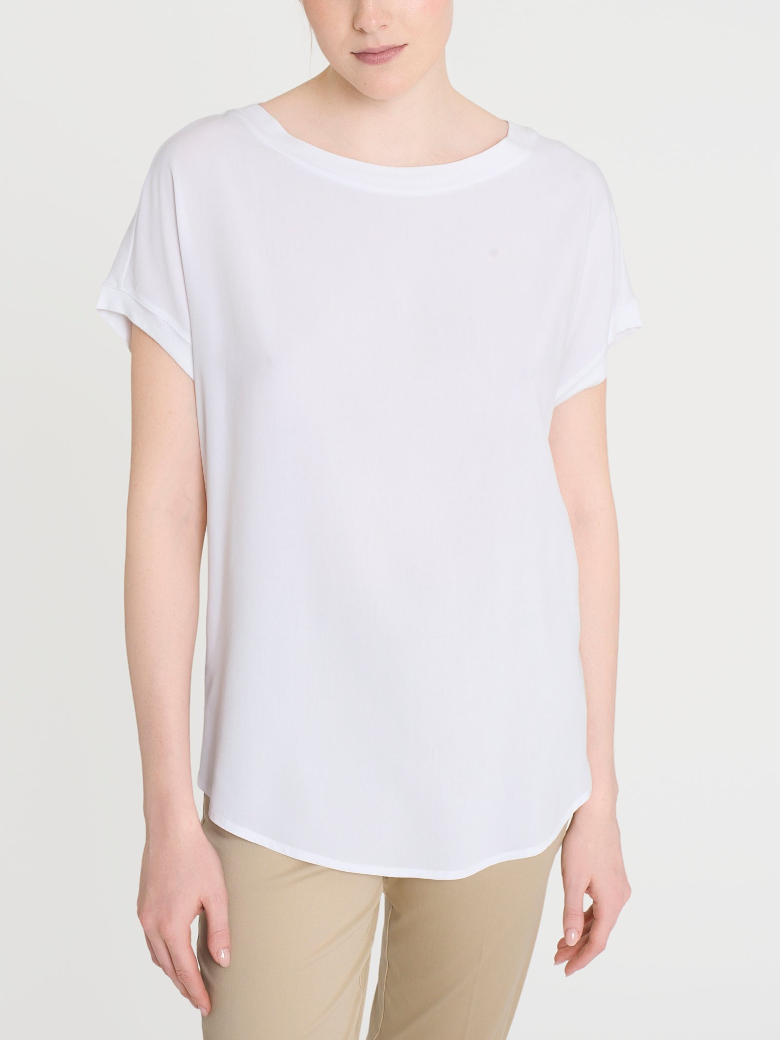Ragno Viscosa Summer Maglietta con Manica Corta Kimono Bianco