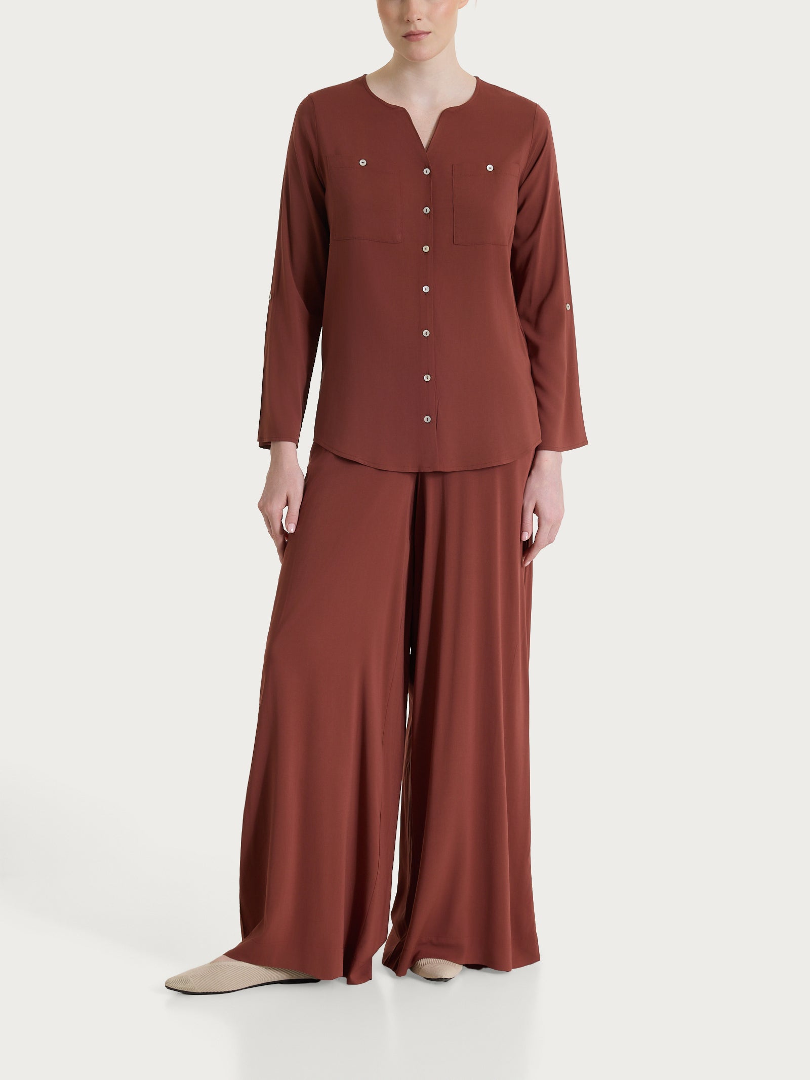 Ragno Viscosa Summer camicia mahogany voile stretch