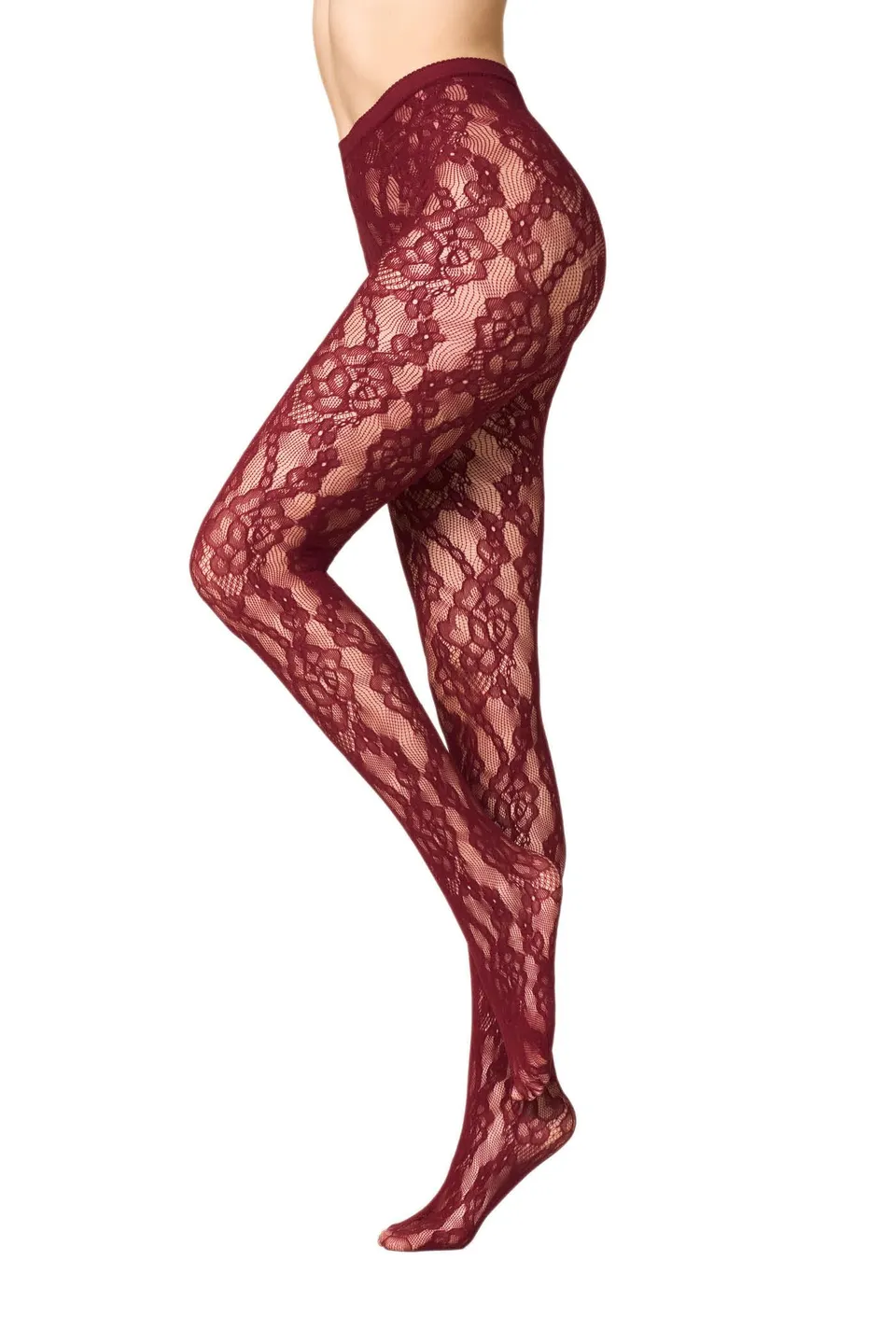 Goldenpoint Rete Pizzo Floreale collant donna con tassello igienico