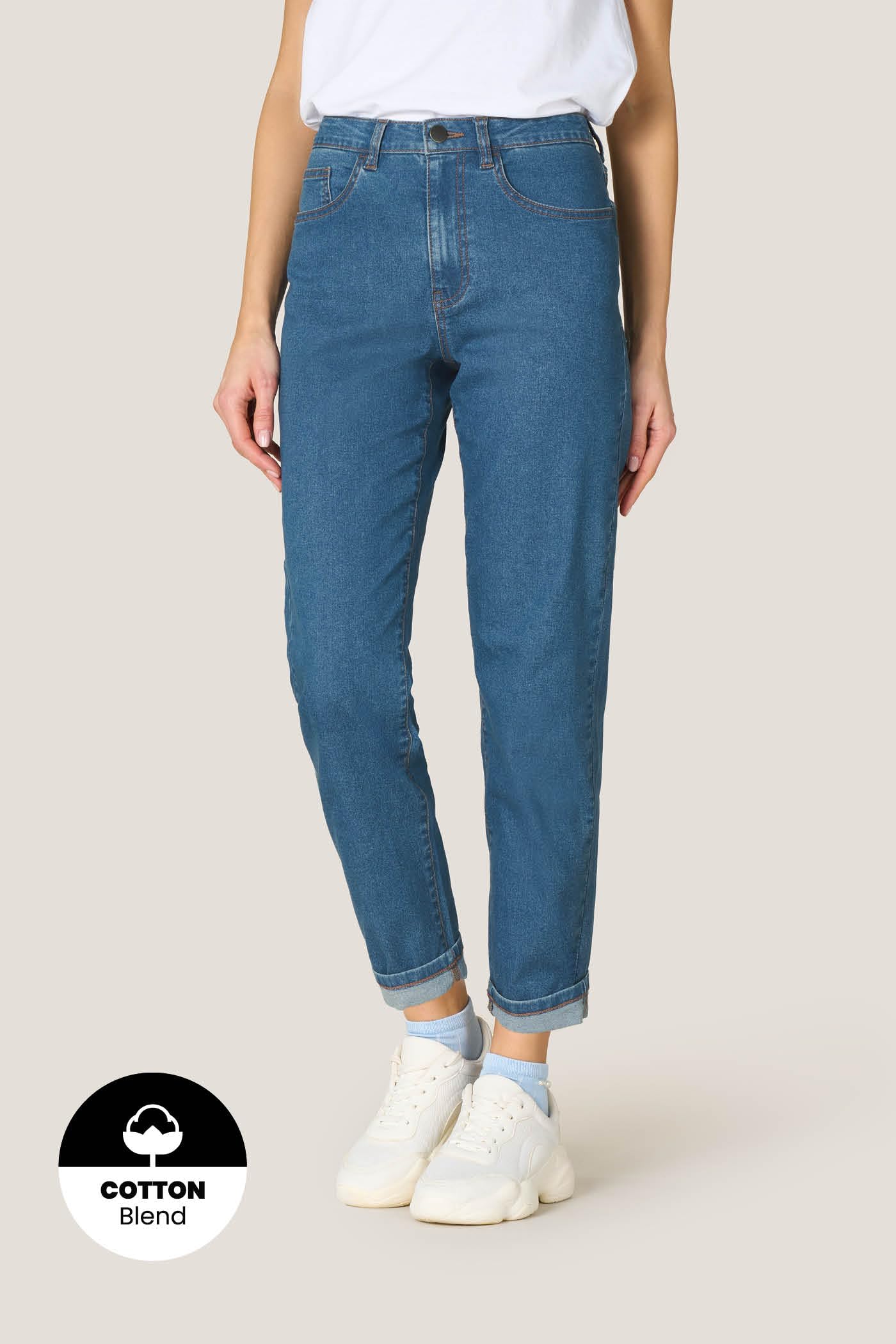Goldenpoint Straight jeans donna denim bottone zip passanti