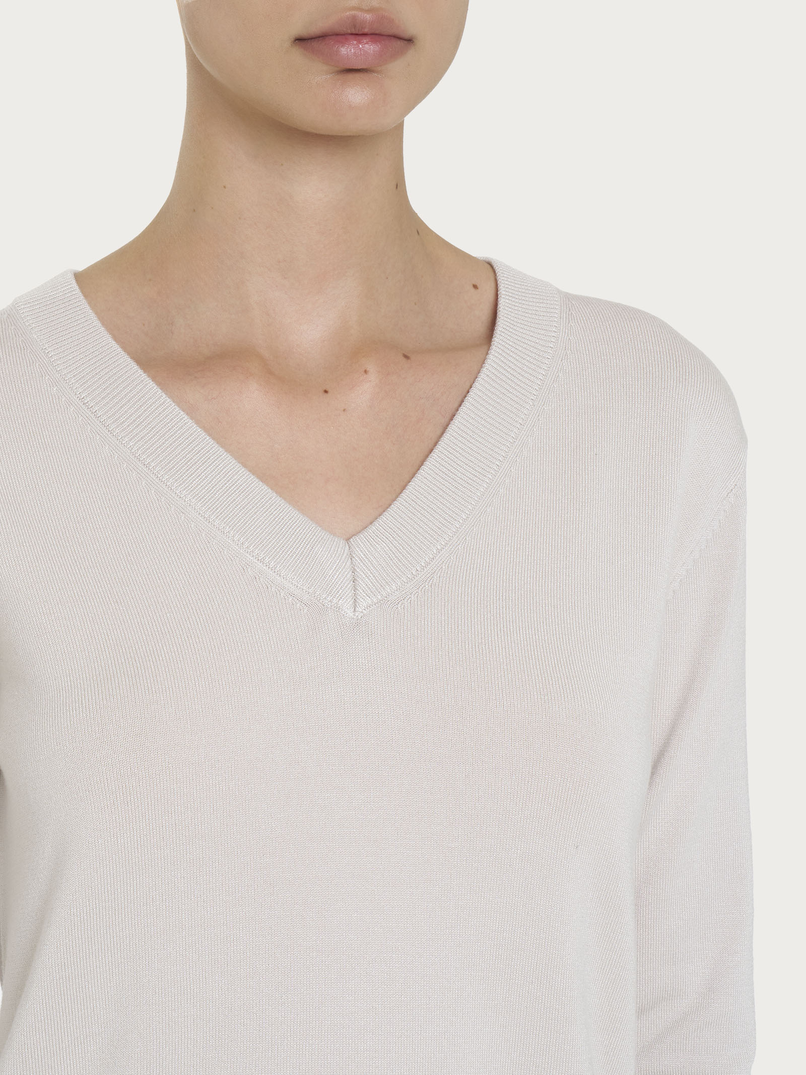 Ragno Four Seasons Scollo a V maglia rust manica lunga
