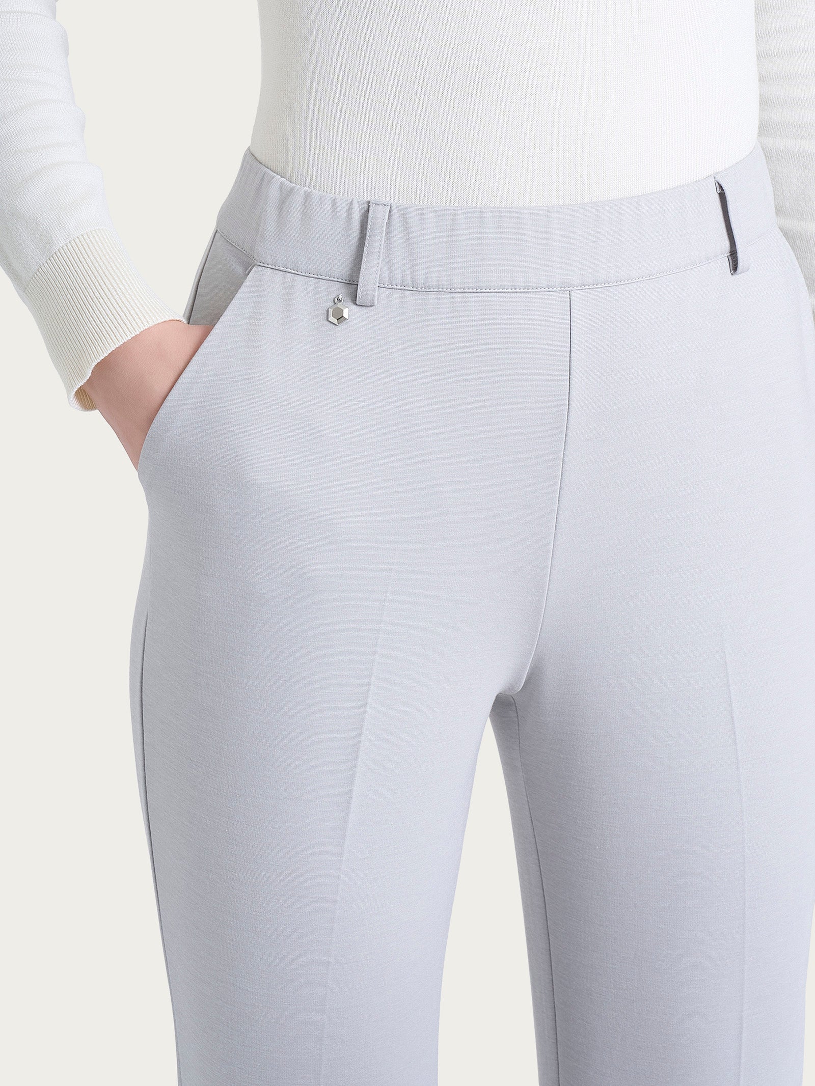 Ragno Cashmere Compact Pantalone dritto Ghiaia Mel.