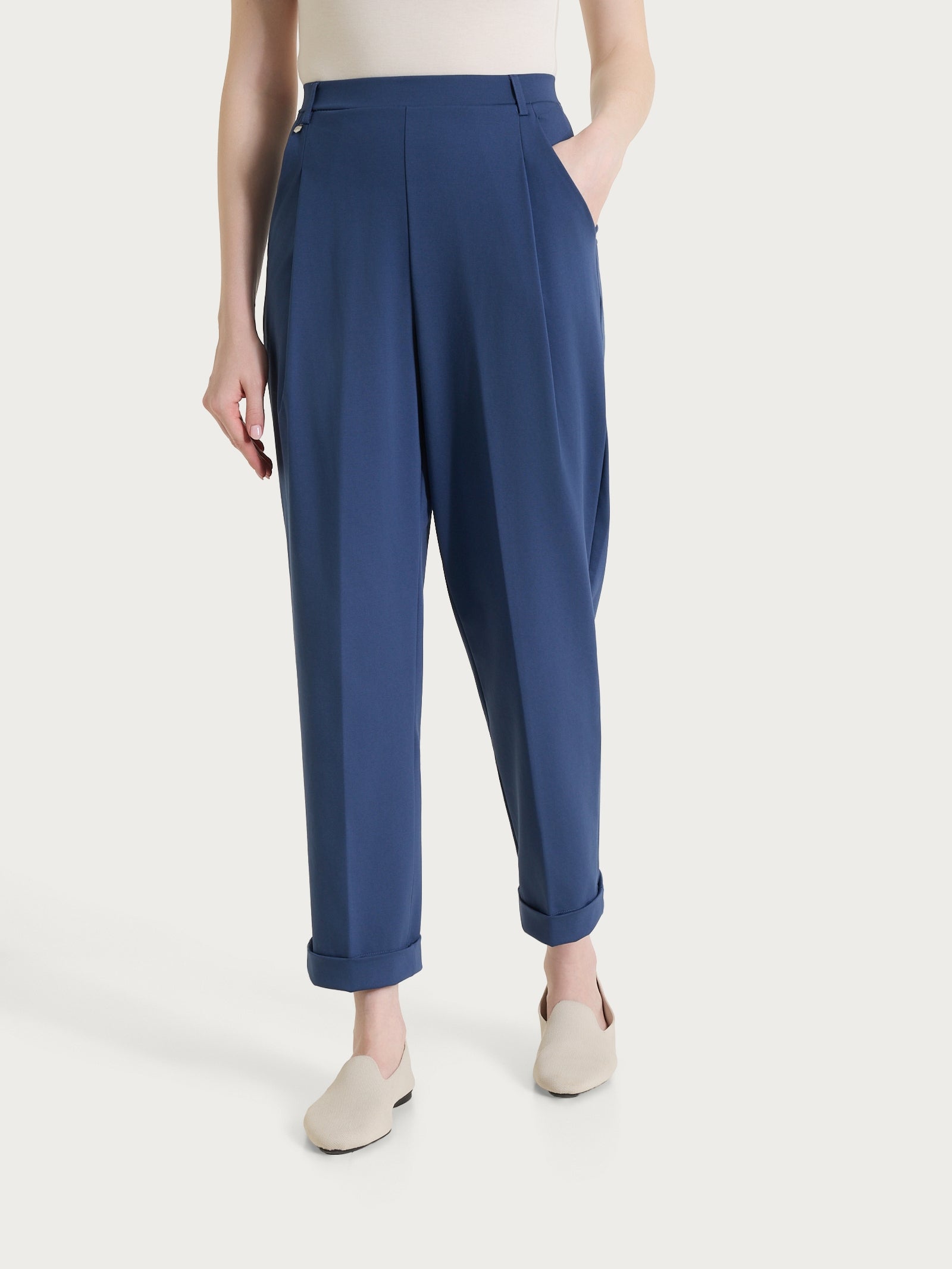 Ragno Compact Light Pantalone Carota Pinces Tasche Oceana Cotone