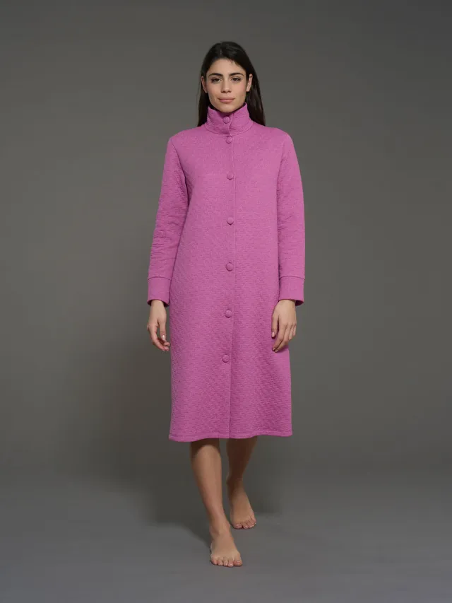 Ragno vestaglia lunga bottoni trapuntino red violet misto cotone