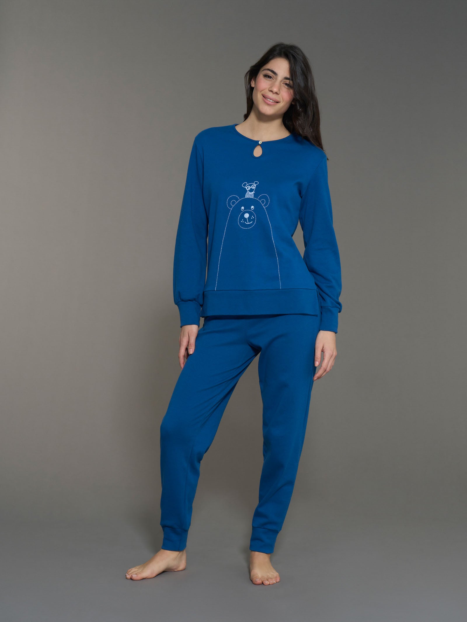 Ragno Pigiama lungo set sail cotone scollo a goccia