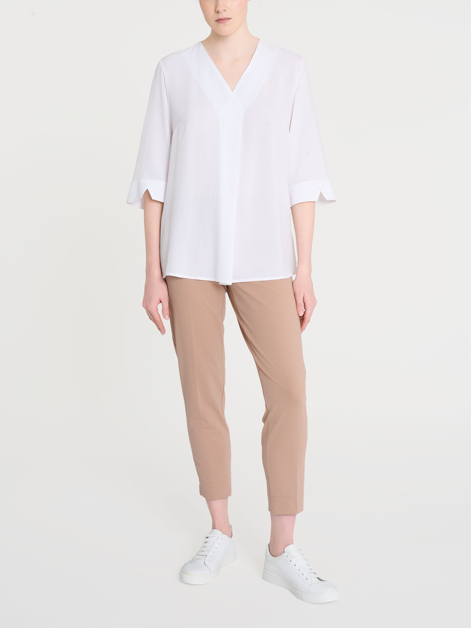 Ragno EcoSeta Blusa scollo V manica 3/4 Bianco raso viscosa