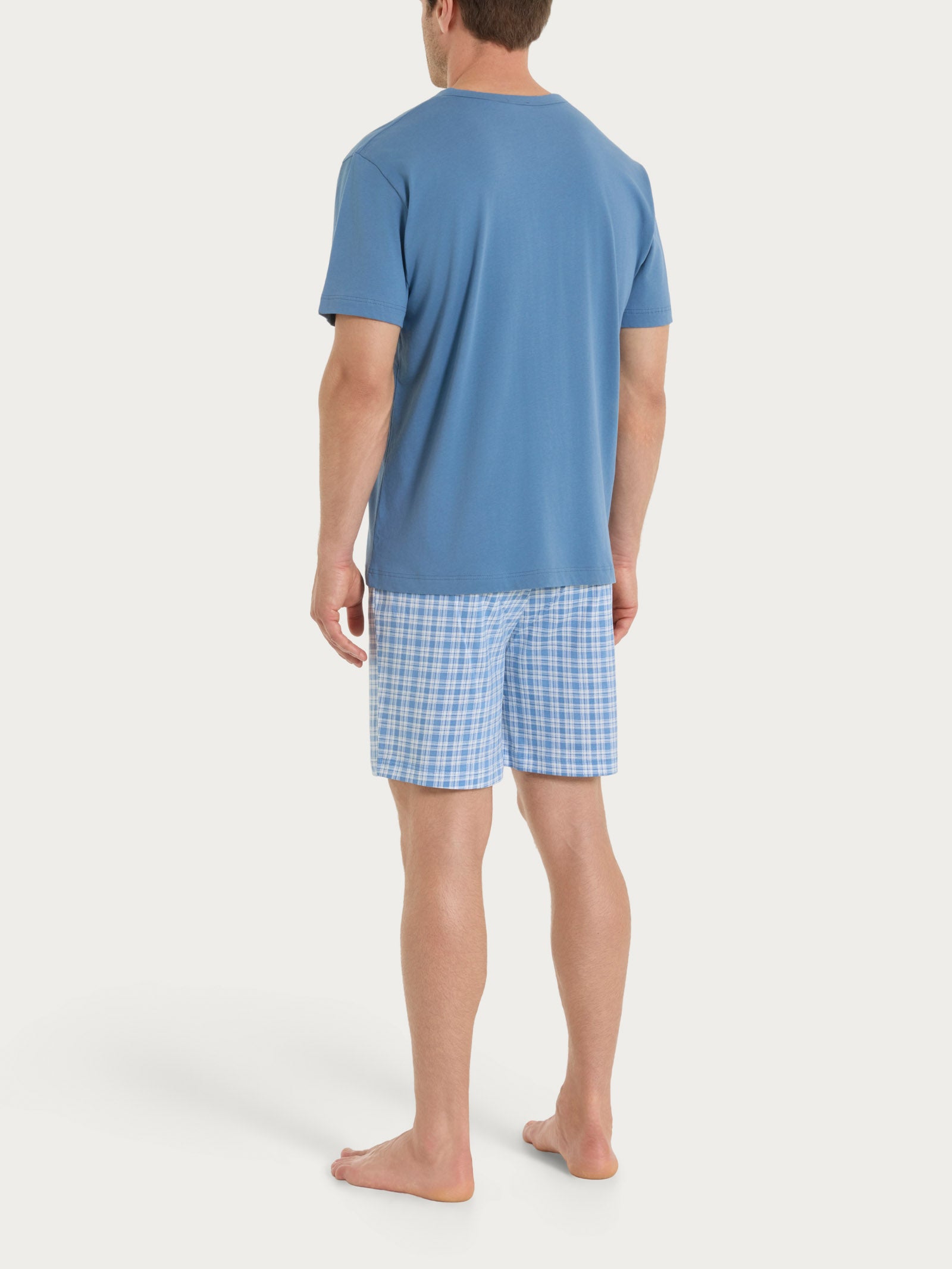 Ragno Pigiama corto girocollo jersey tartan Coronet Blue