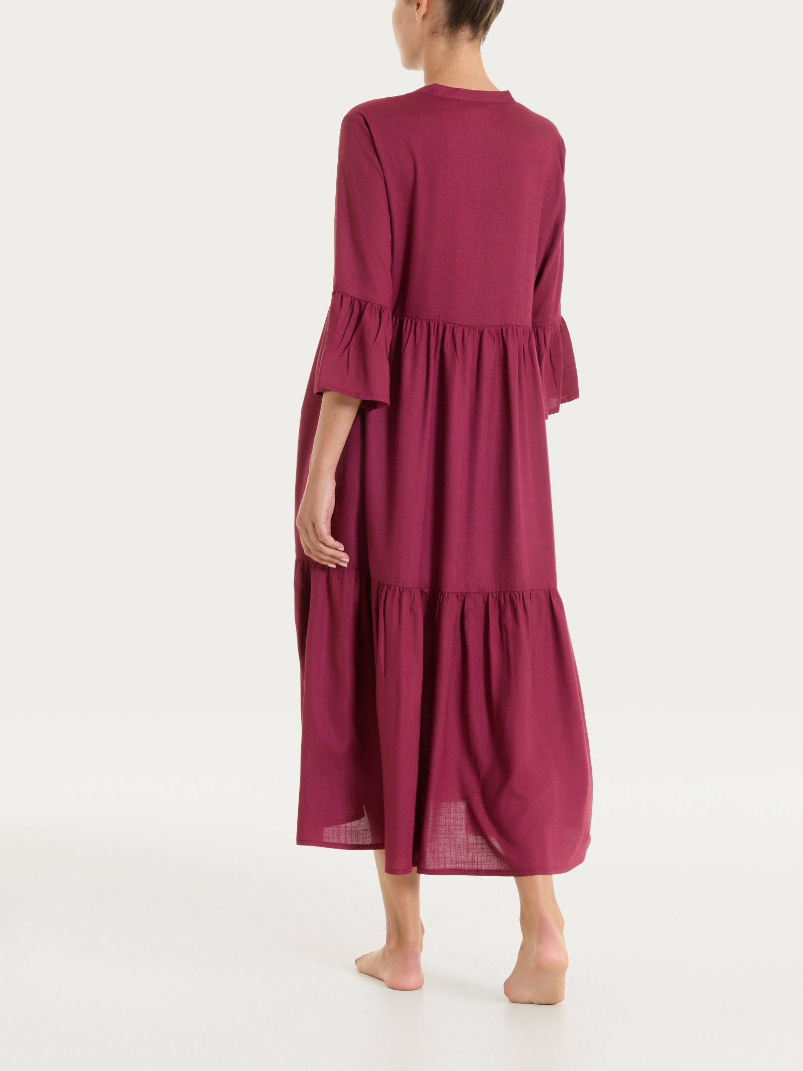 Ragno Compact Beet Red abito lungo viscosa balze