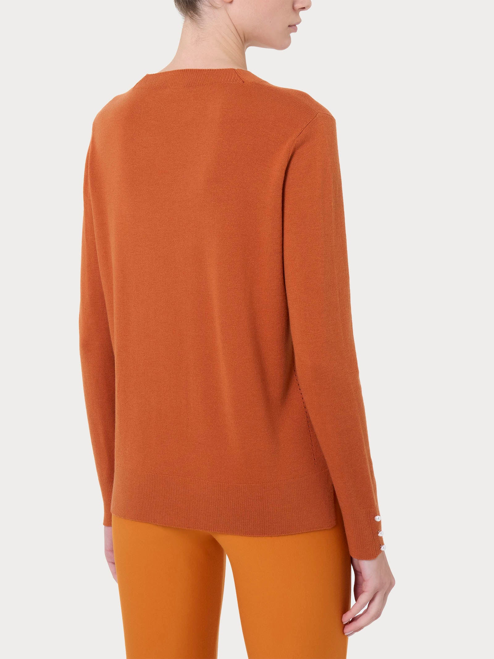 Ragno Merino Soft Maglia Girocollo Perline Rust Pura Lana