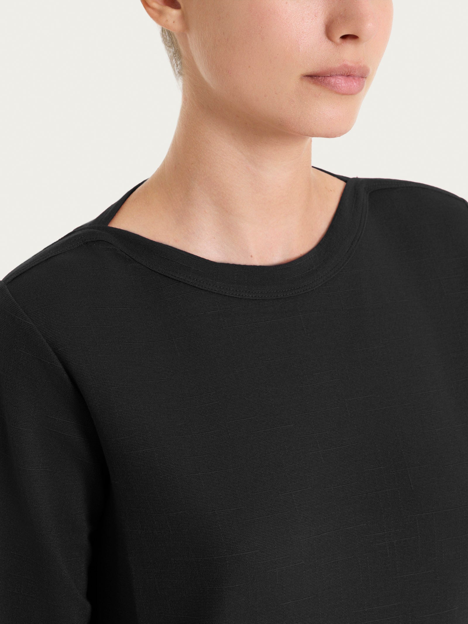 Ragno Summer Slub Maglia Donna Nero scollo barchetta
