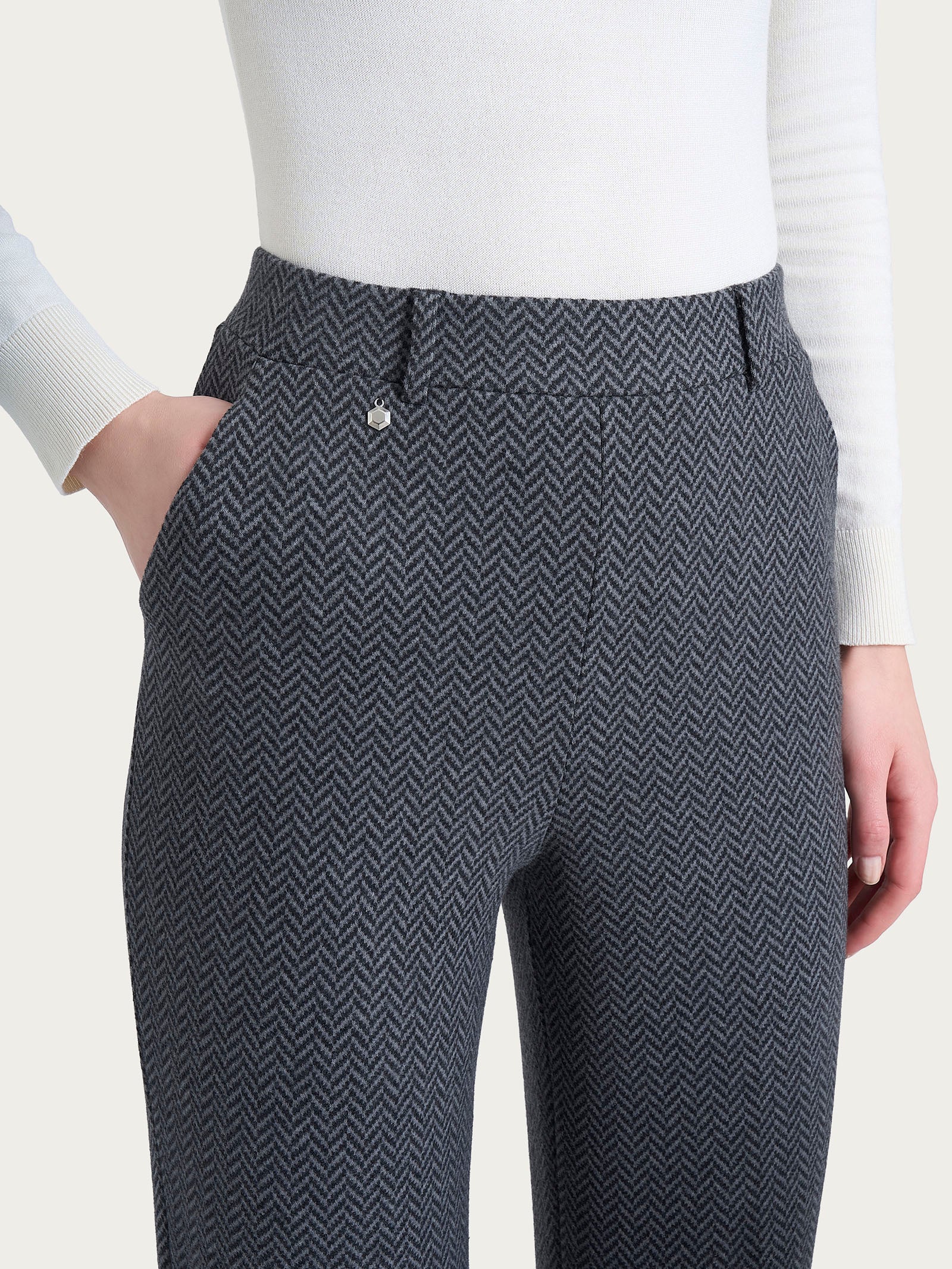 Ragno Compact Ampio pantalone oscuro wide leg tasche