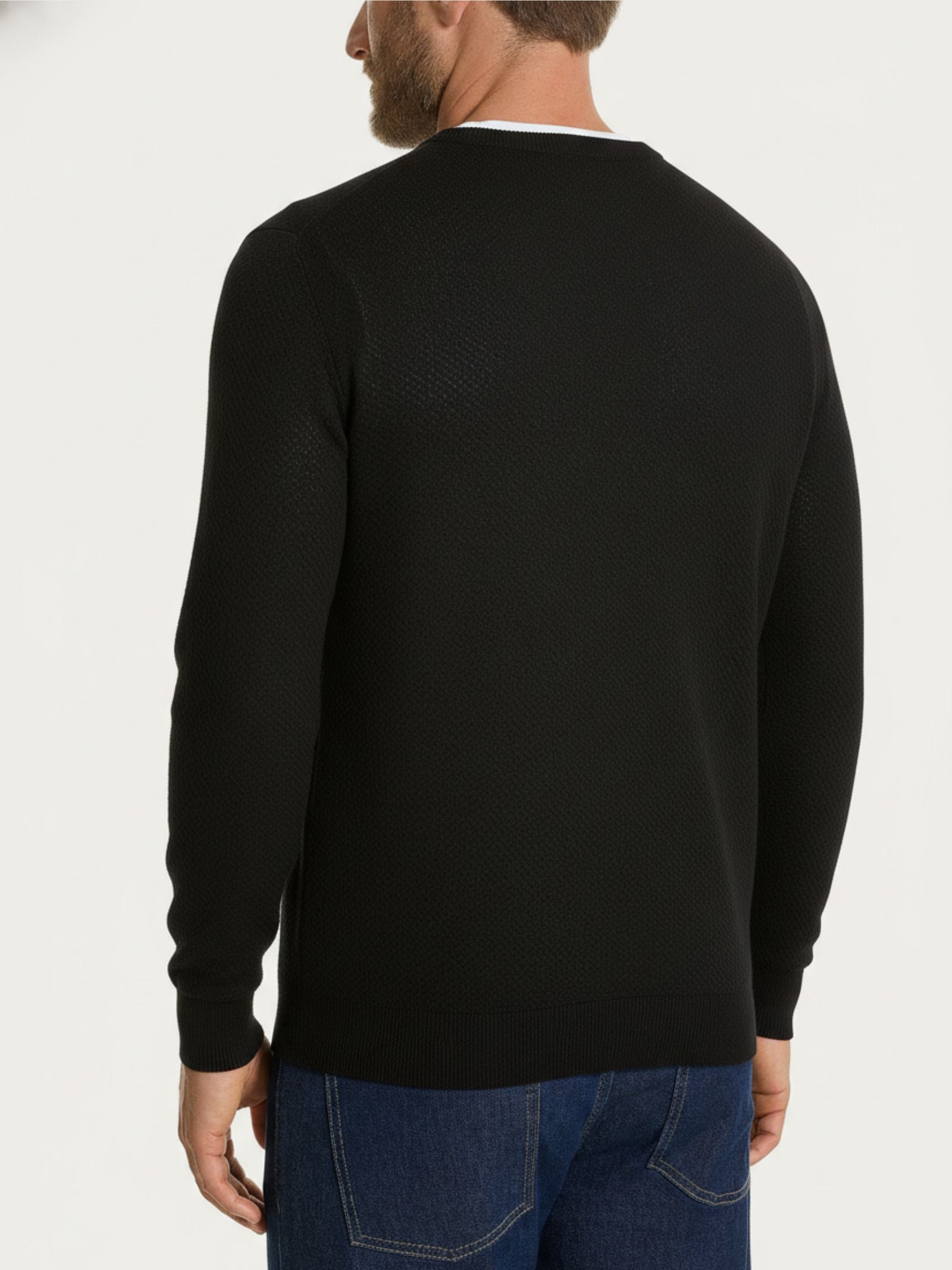 Ragno Maglia Girocollo Nido Ape pullover cotone Nero