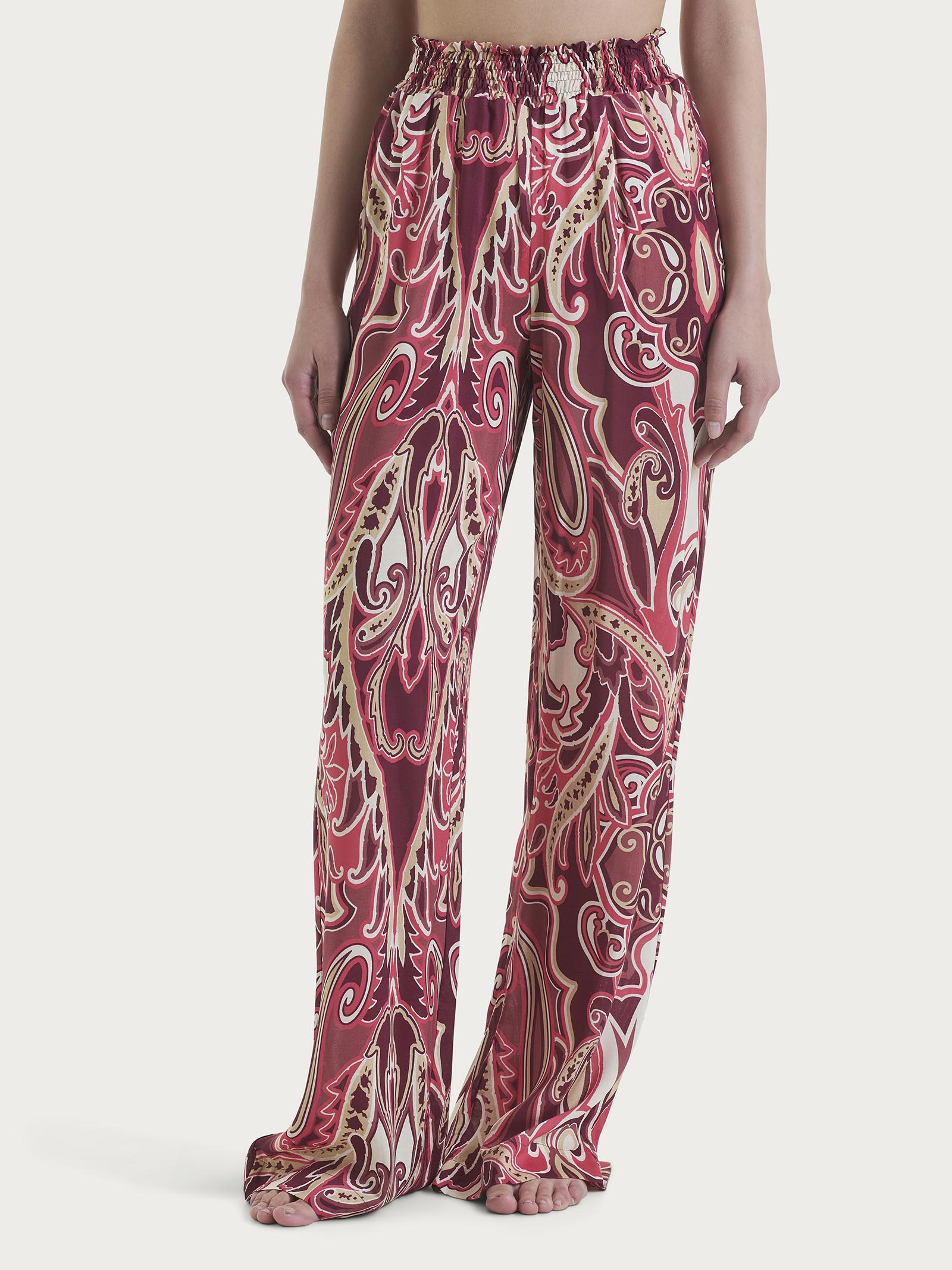 Ragno EcoSeta Wide Leg Pantalone Ampio Viscosa Fantasia B41F