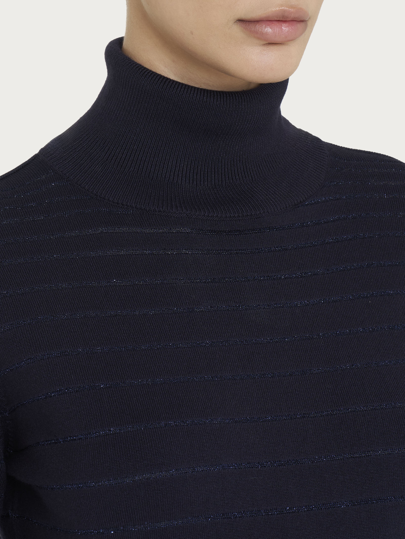 Ragno Four Seasons dolcevita righe lurex nero