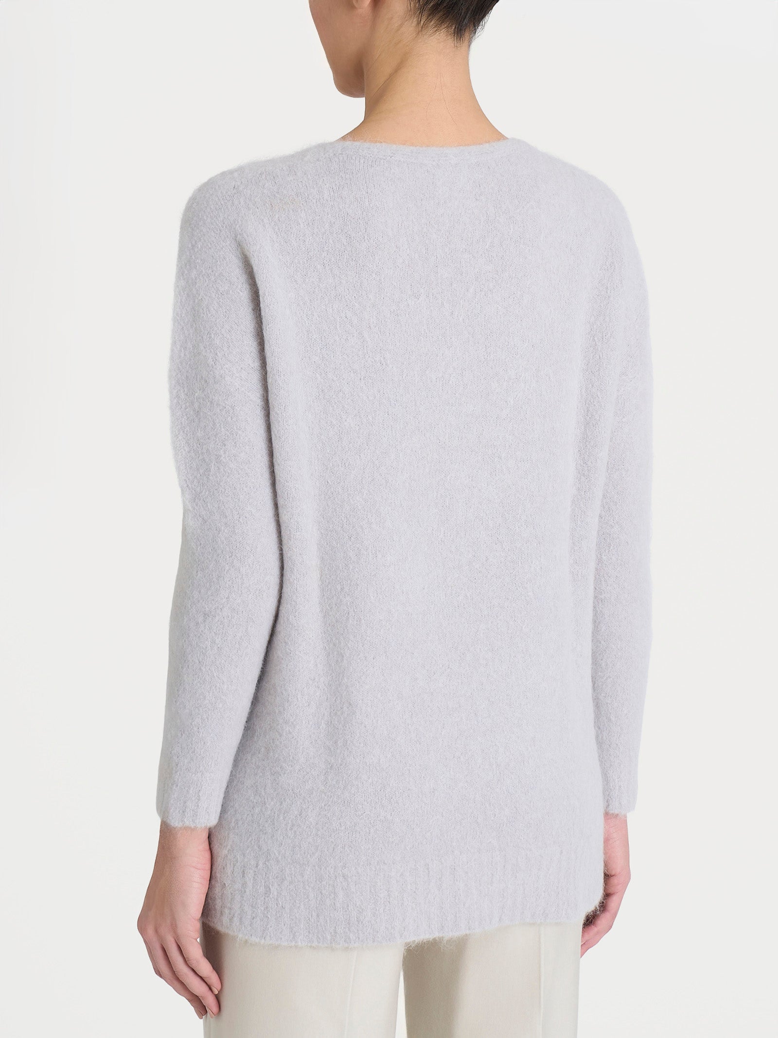 Ragno Alpaca Maglia Donna Grigio Perla Scollo a V