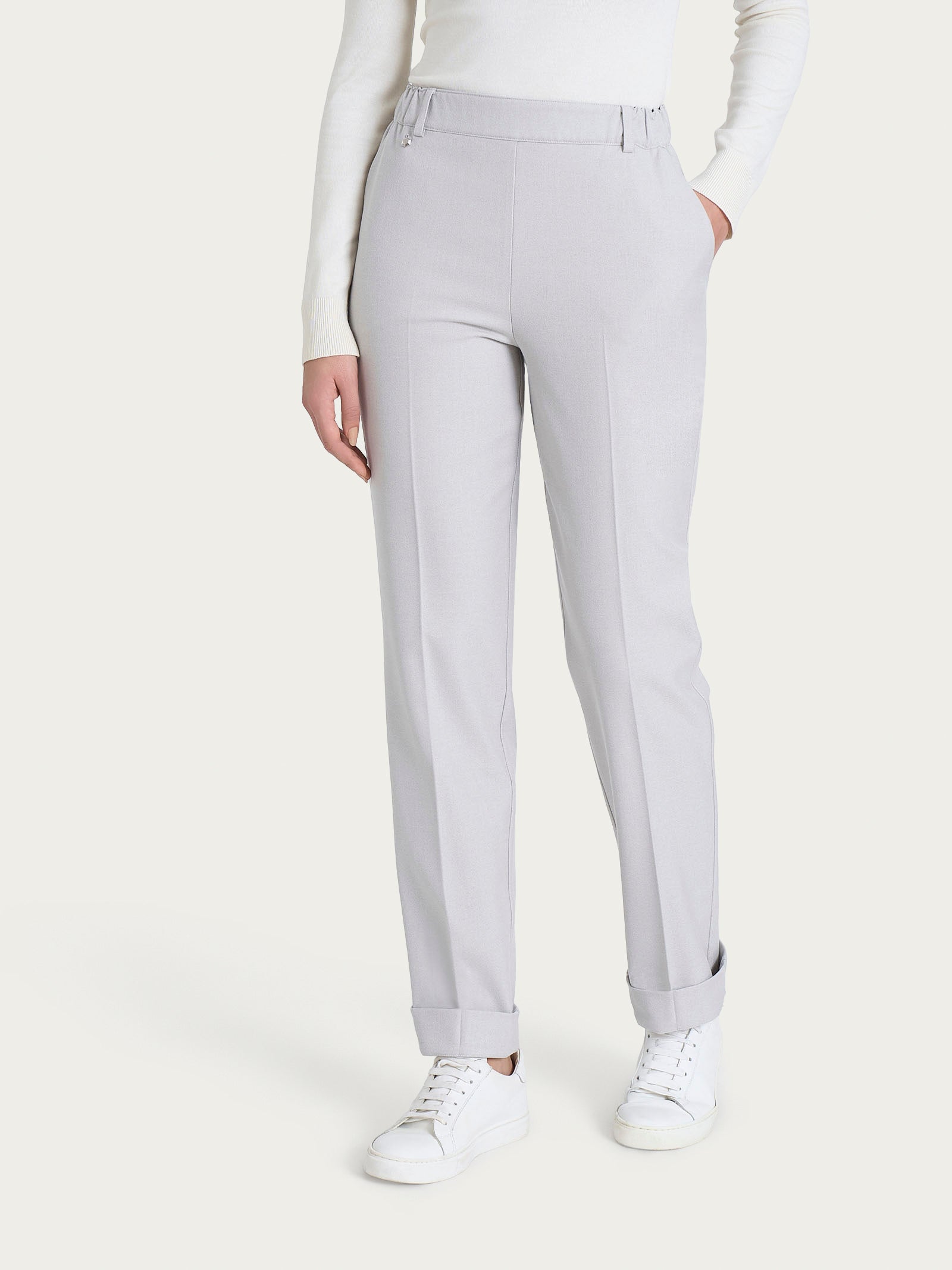 Ragno Gem pantalone dritto flannel twill Ghiaia Mel.