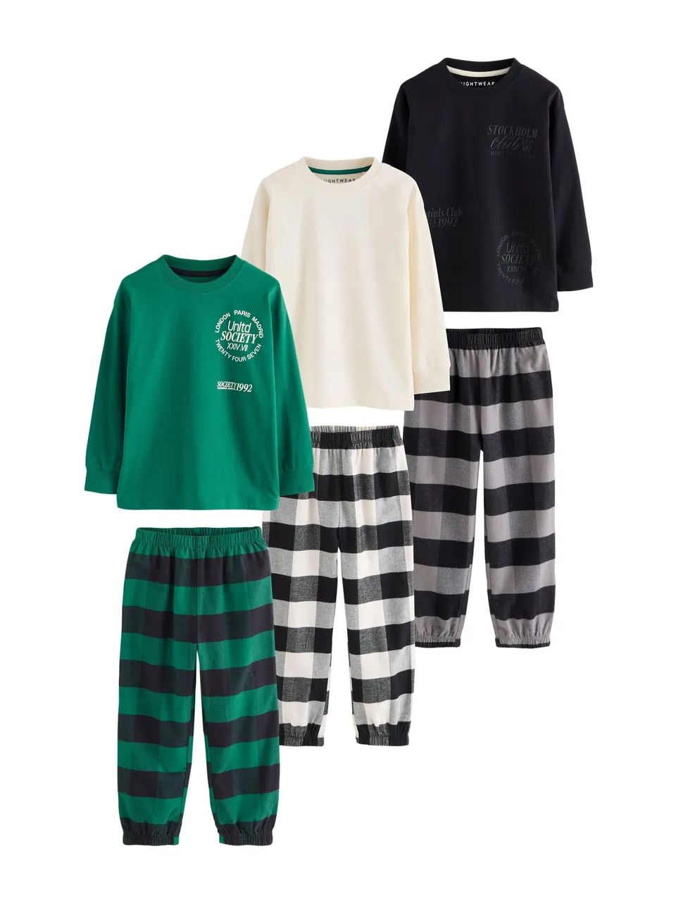 Next Pigiami Quadri Invernale Bambino 3 Pezzi 98 Cotone