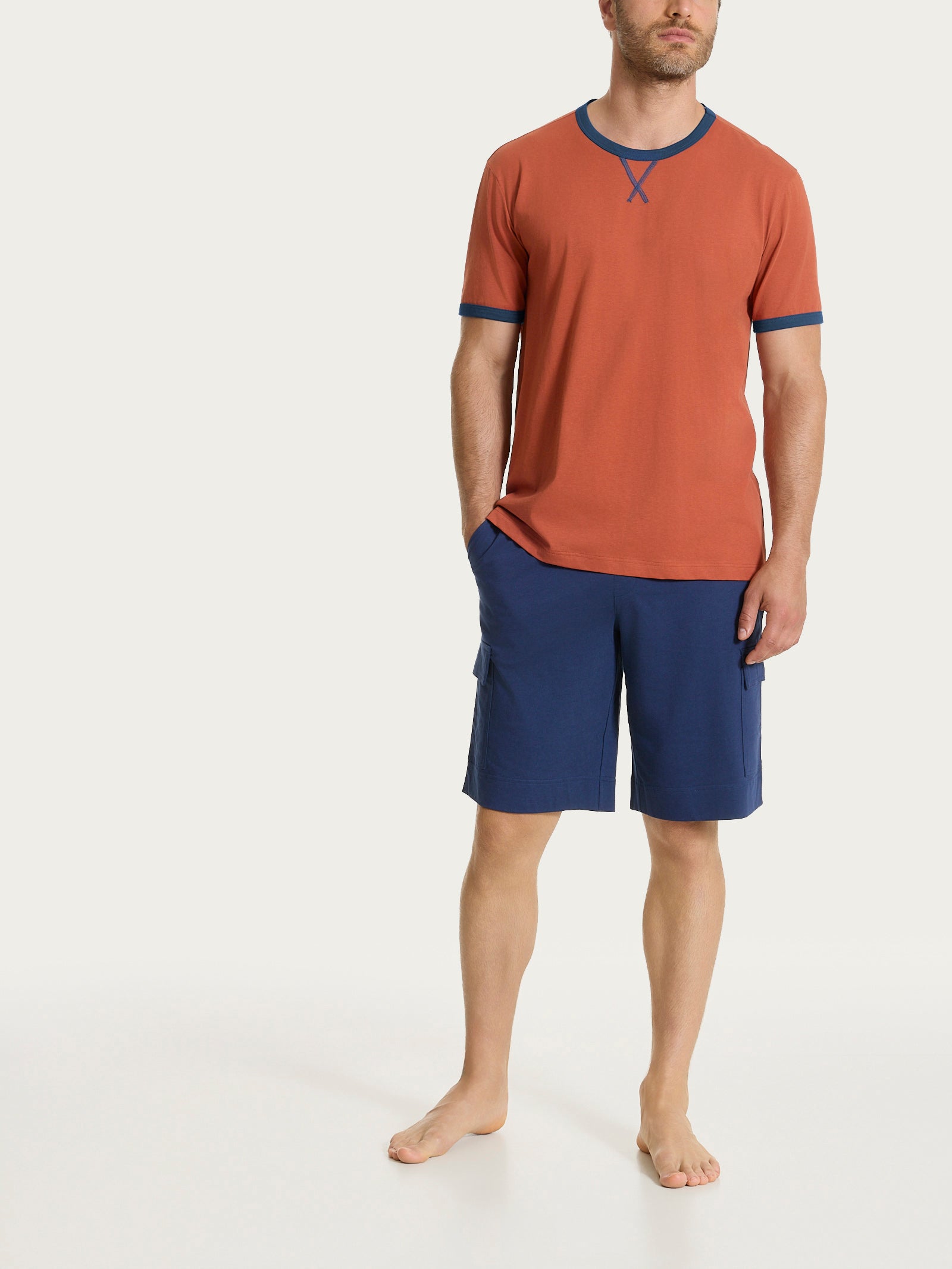 Ragno Jersey Cotone maglietta girocollo Burnt Brick uomo