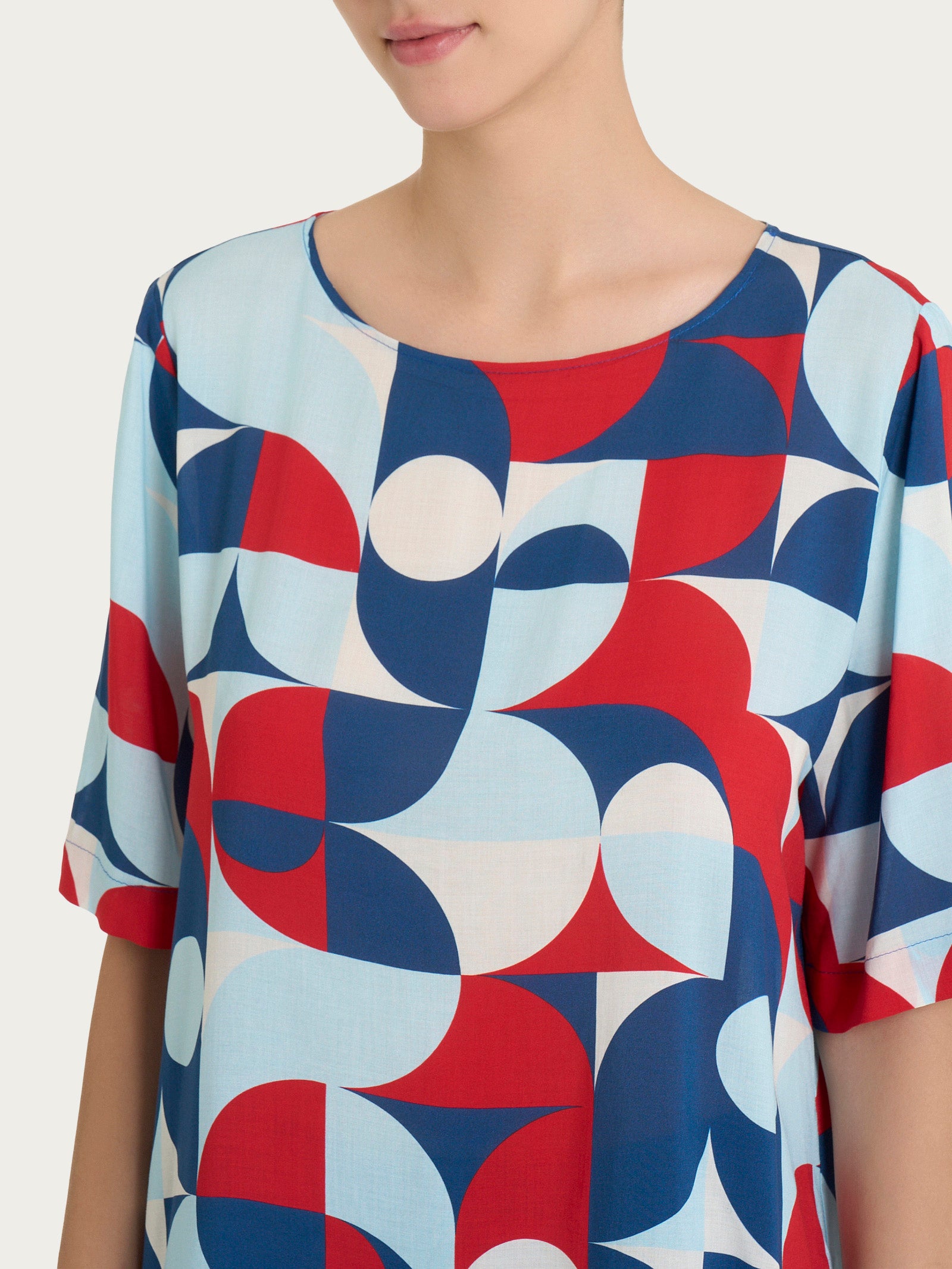 Ragno EcoSeta blusa girocollo Fantasia Blueberry blu