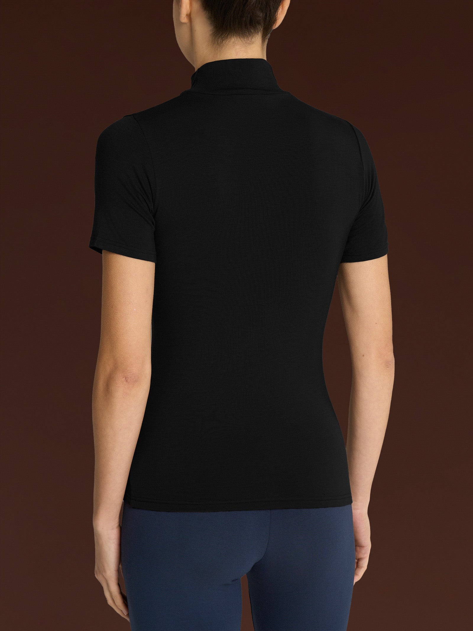 Ragno Eco Viscosa Maglietta Collo Alto Nero Manica Corta