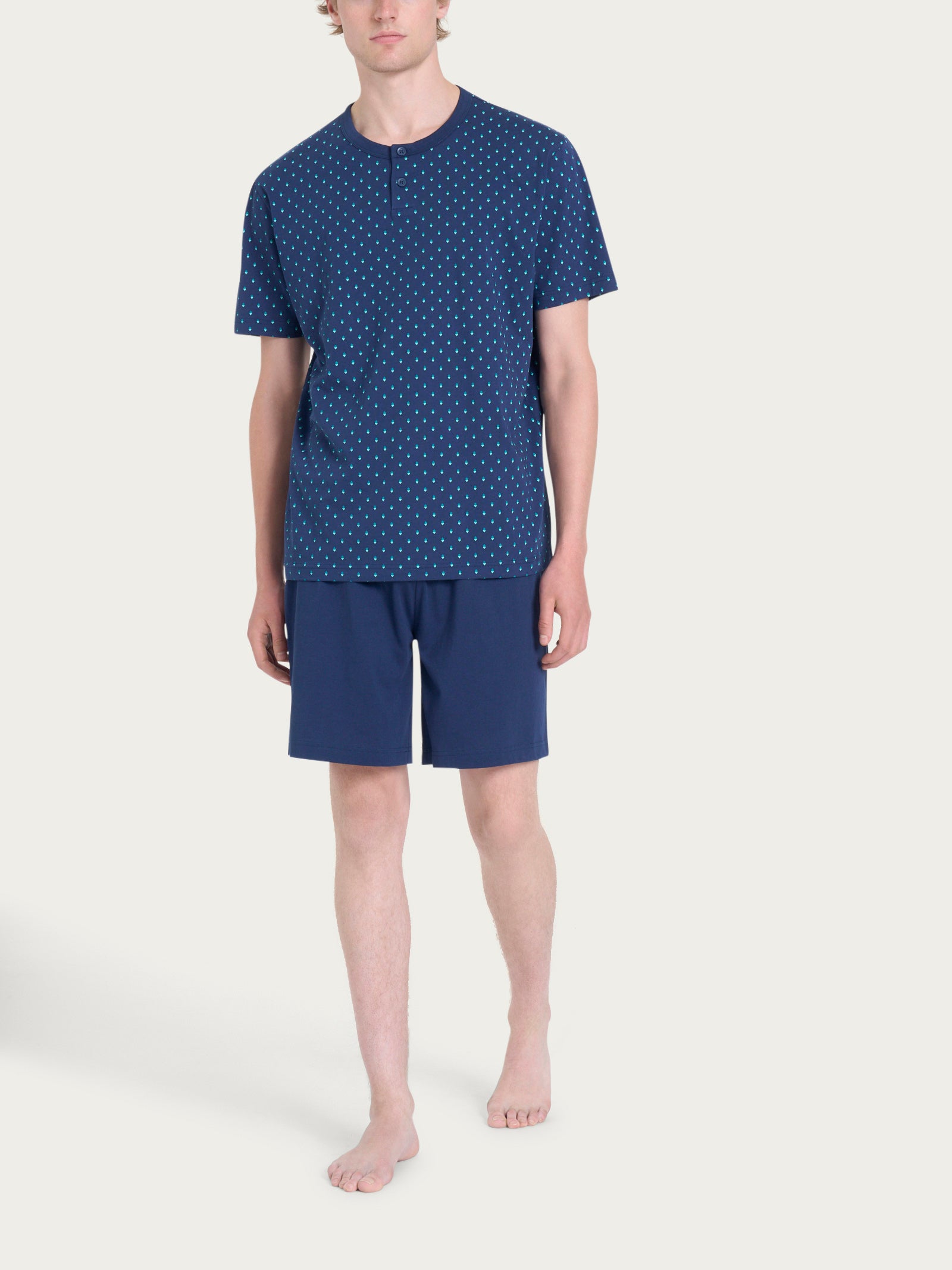 Ragno Jersey Cotone Pigiama Corto Naval Academy Uomo Serafino
