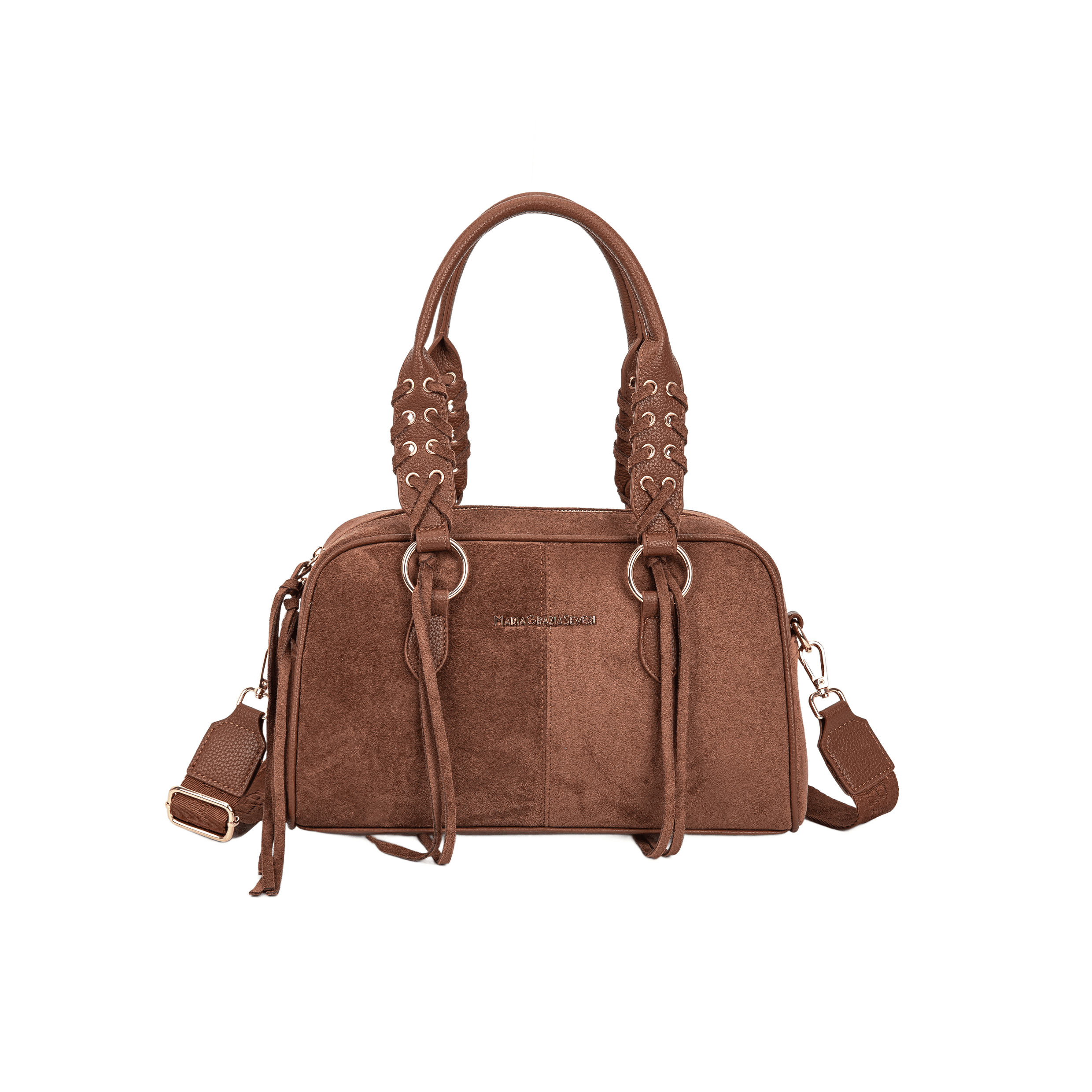 Maria Grazia Severi 9136 borsa bowling scamosciata manici intrecciati