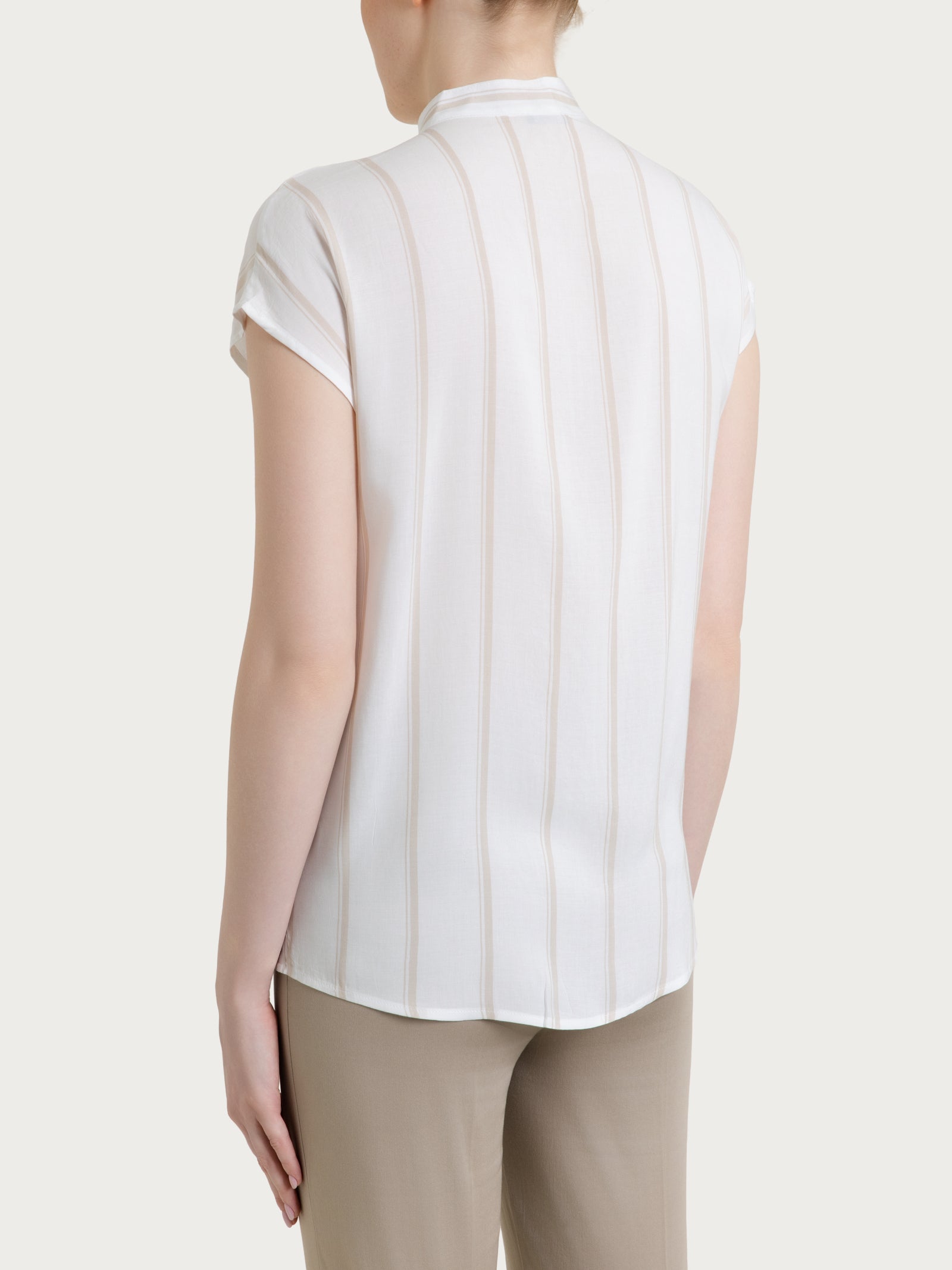 Ragno EcoSeta camicia righe manica corta Fant.Blanc