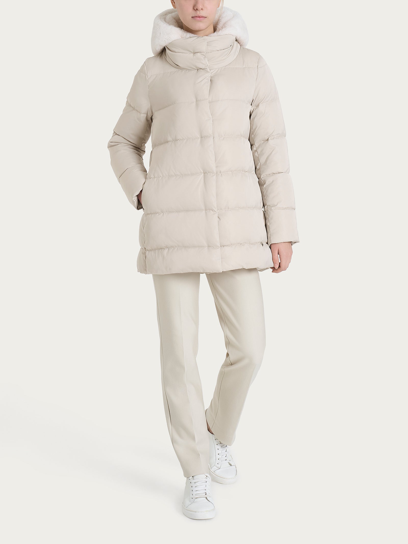 Ragno Vegan Fur Piumino Donna Champignon con Cappuccio