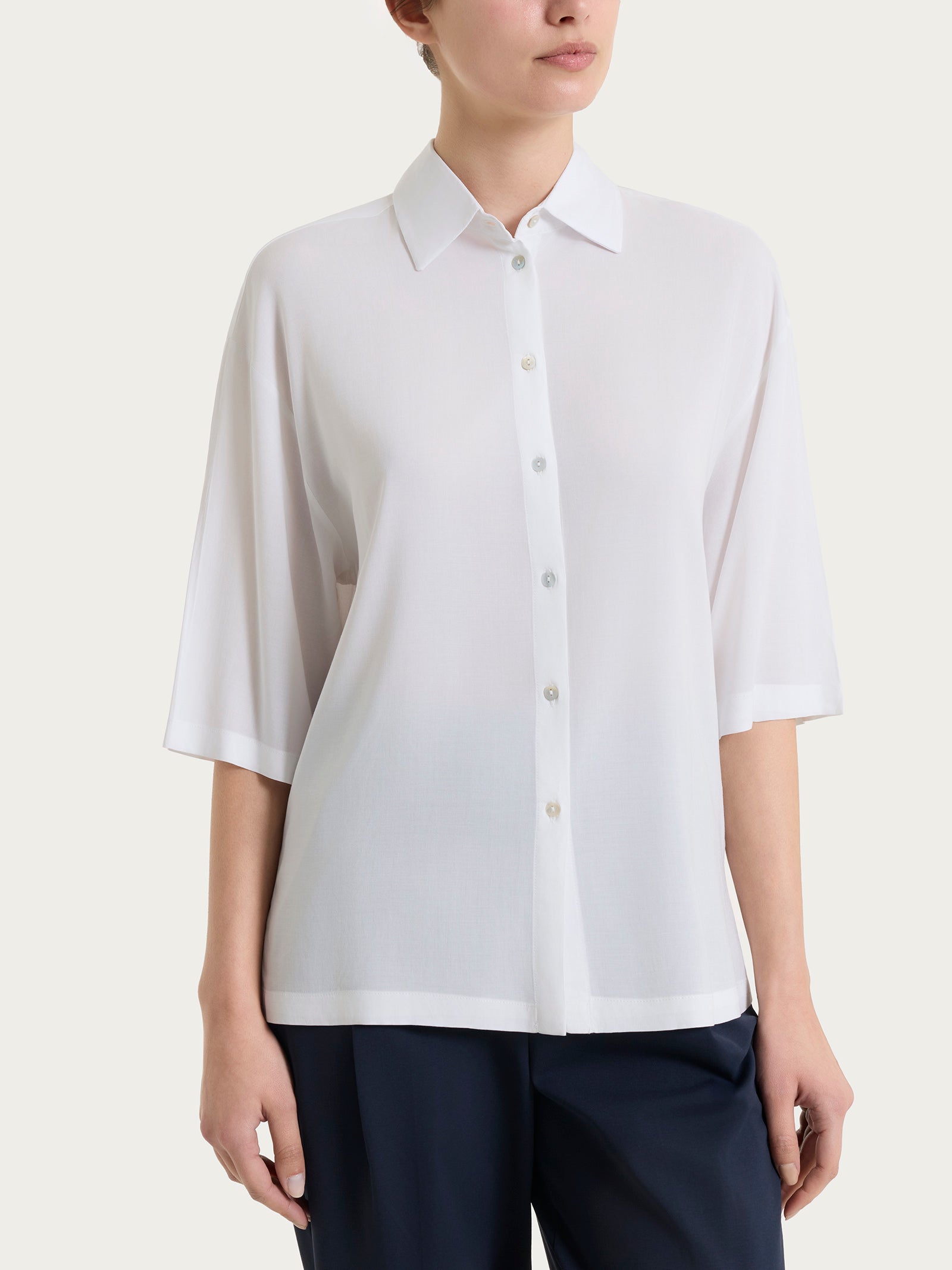 Ragno Voile Stretch Camicia Manica 3/4 voile bianca Bianco