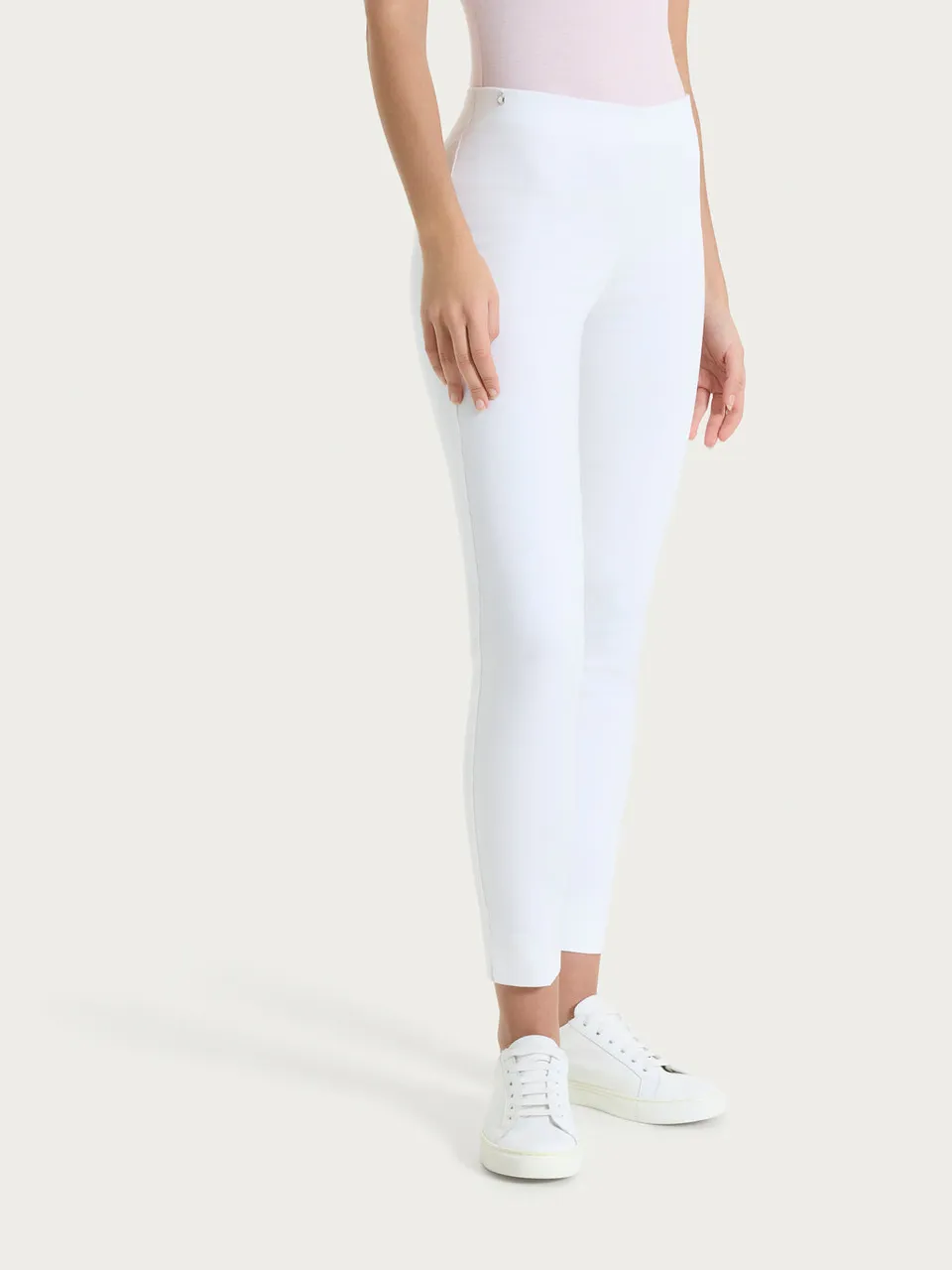 Ragno Satin Power pantaloni capri bianchi con spacco