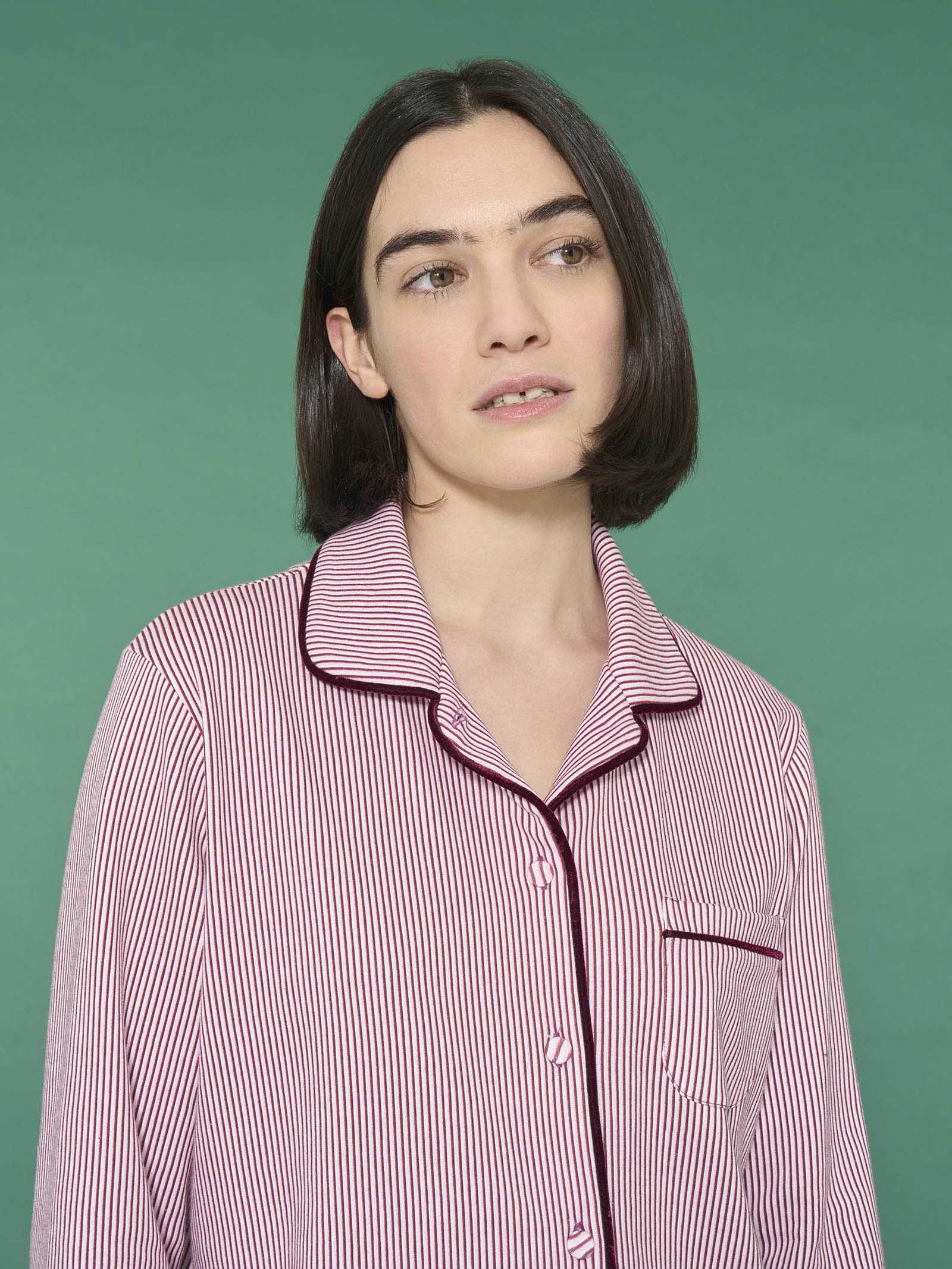 Ragno Pigiama Aperto Cotone Righe Lavender Fog Interlock