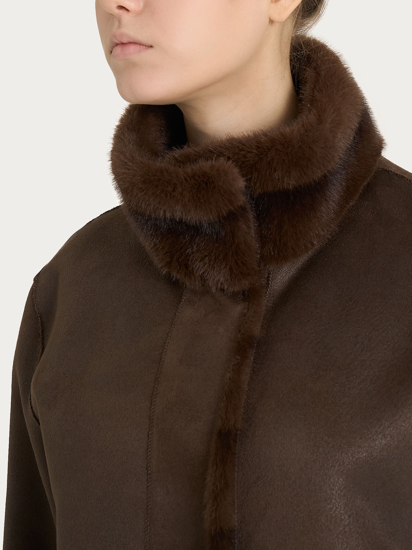 Ragno Vegan Fur Giacca Double-Face Chocolate Torte calda
