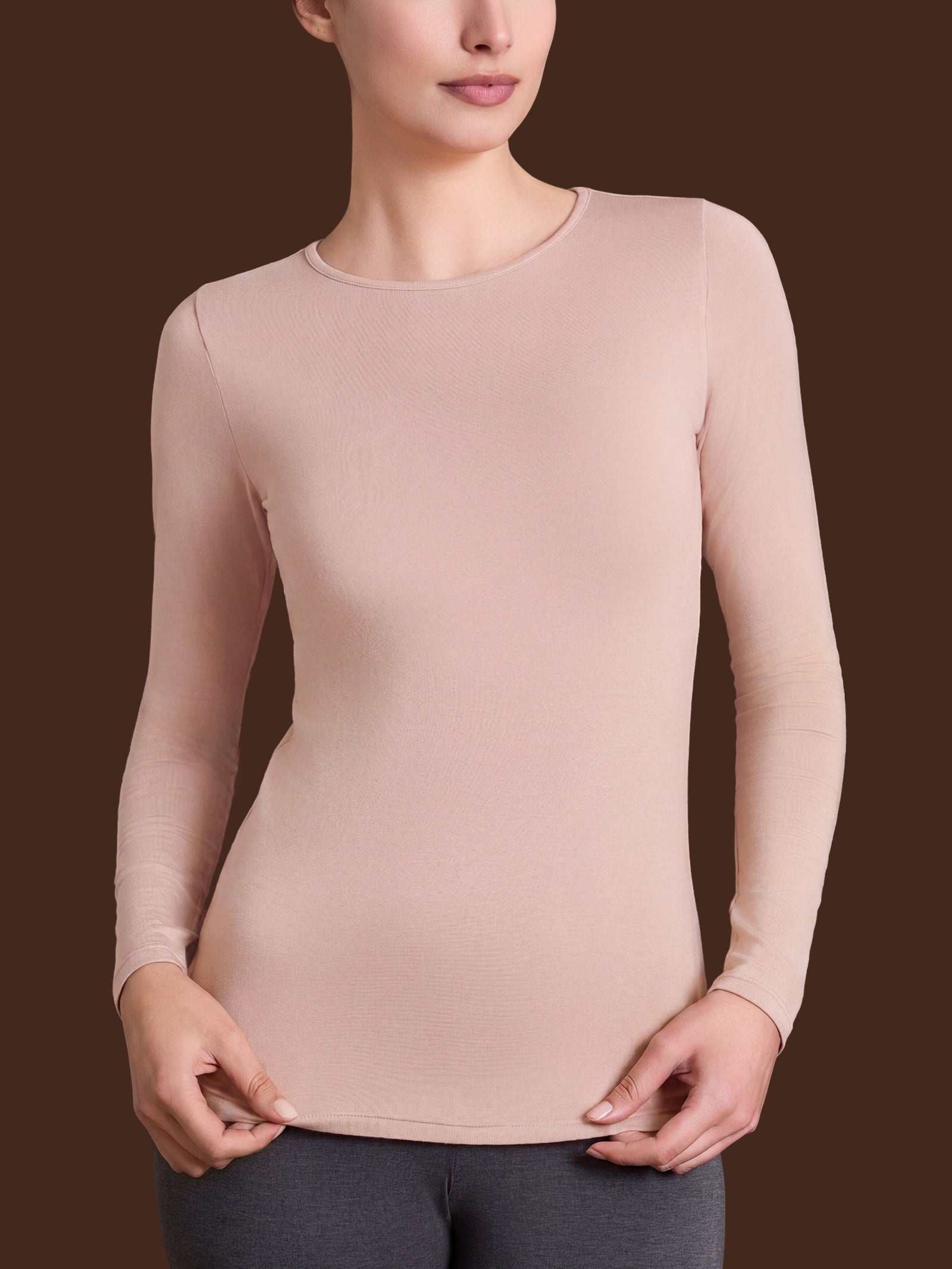 Ragno Eco Viscosa Maglietta Barchetta Cameo Rose manica lunga