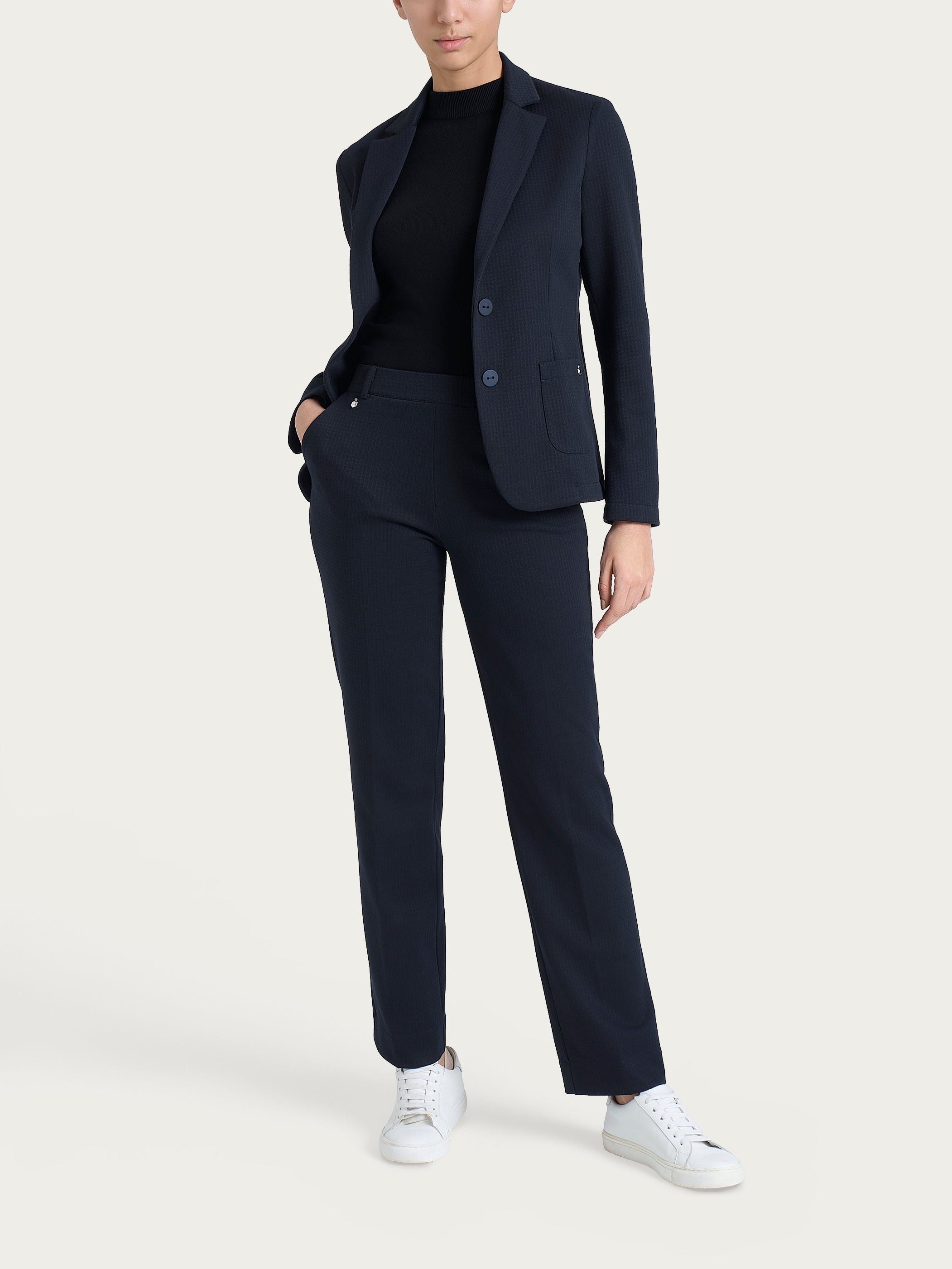 Ragno Compact Blazer 2 Bottoni Micro Check Fant.Bleu