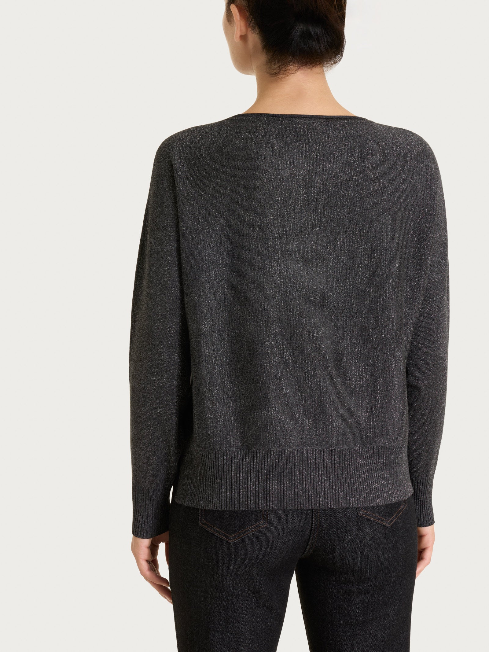 Ragno Four Seasons maglia donna nero pipistrello lurex
