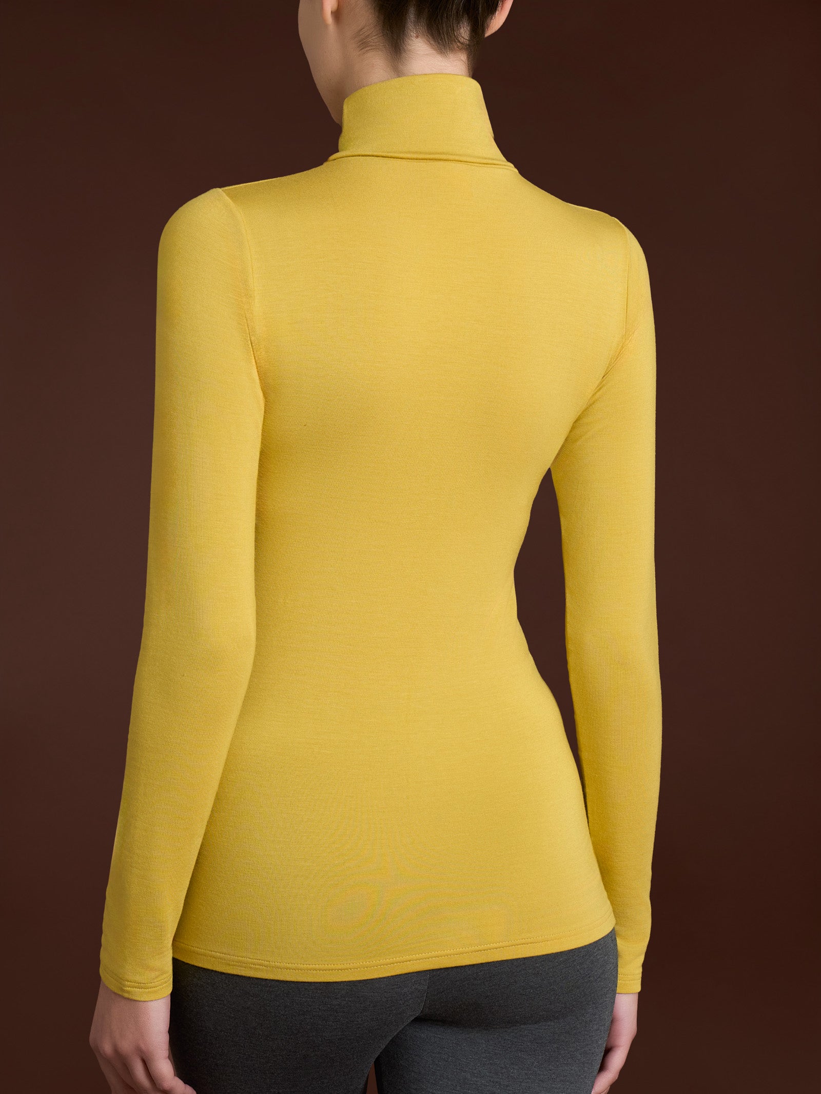Ragno Eco Viscosa dolcevita donna Oil Yellow elasticizzata