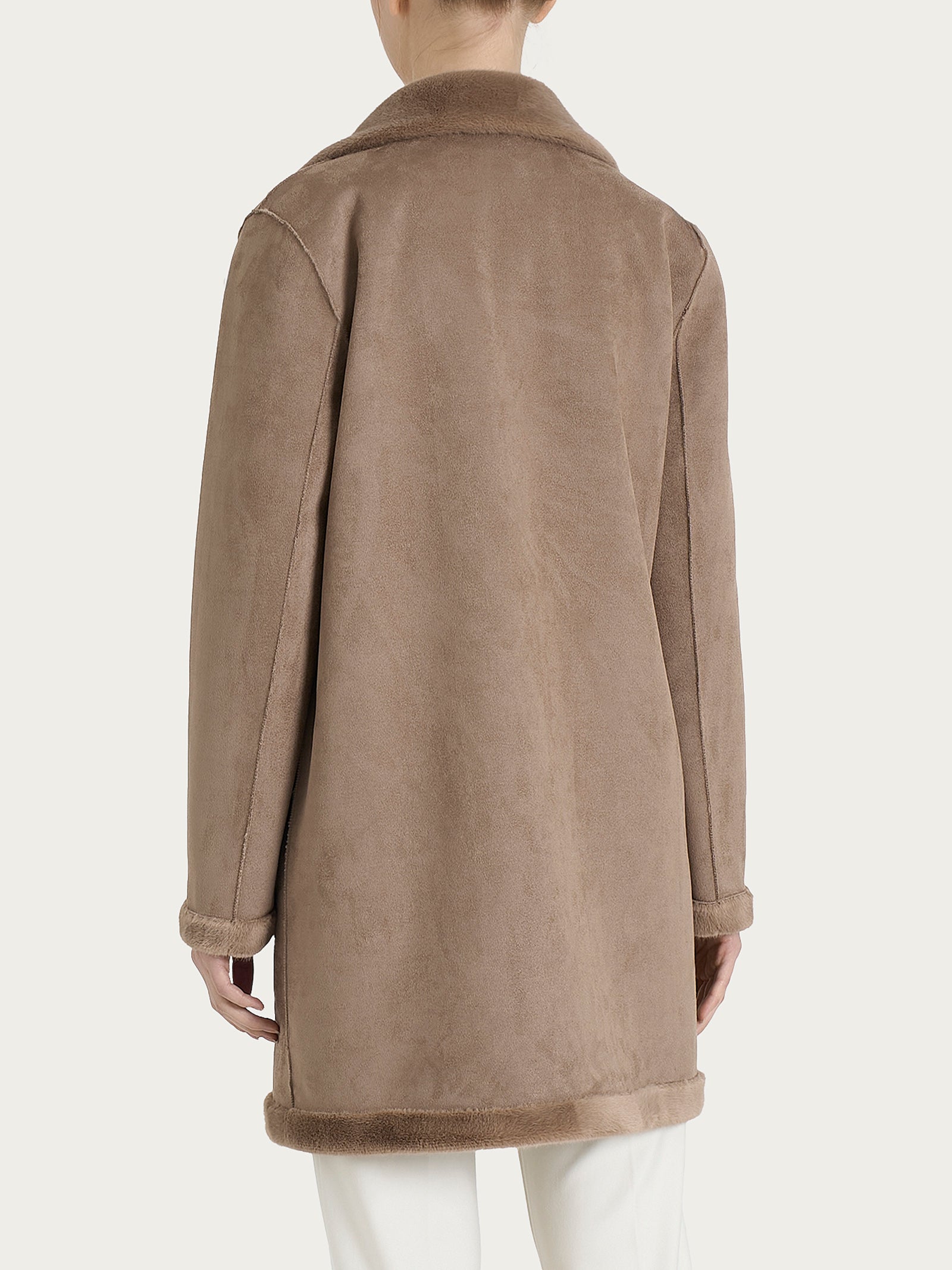 Ragno Vegan Shearling Cappotto Corto Pine Bark