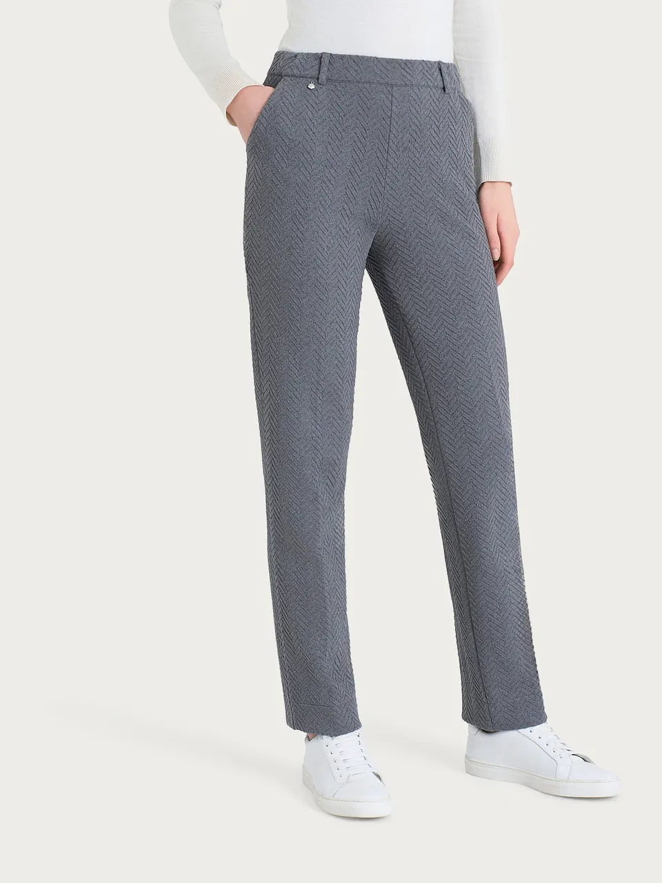 Ragno Eco Jacquard pantalone dritto donna grigio mel spina pesce