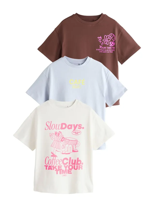 Next T-Shirt Oversize stampa bambina 3 pezzi 104 comoda