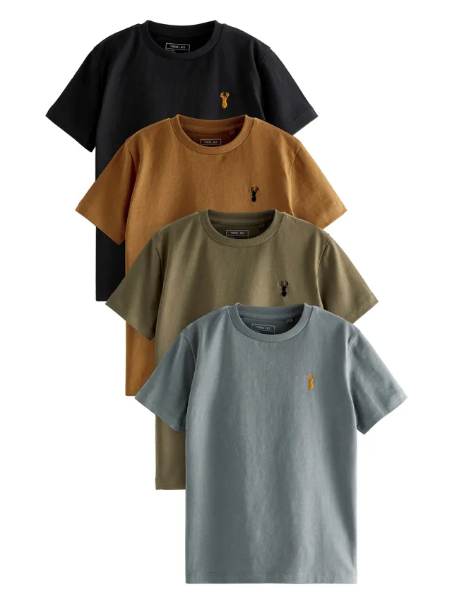 Next t-shirt bambino cervo ricamato confezione da 4 cotone