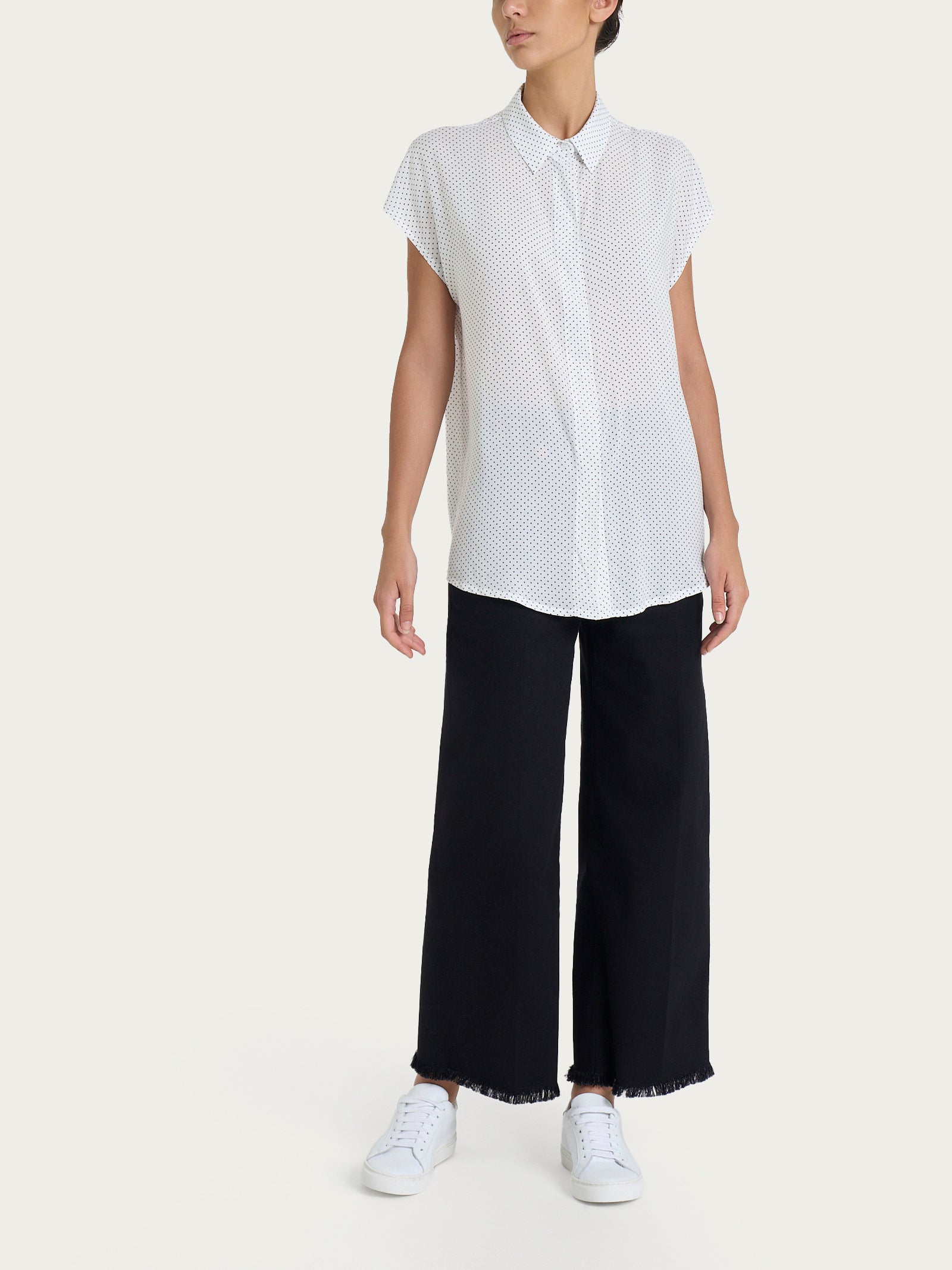 Ragno EcoSeta camicia kimono pois bianco manica corta fluida