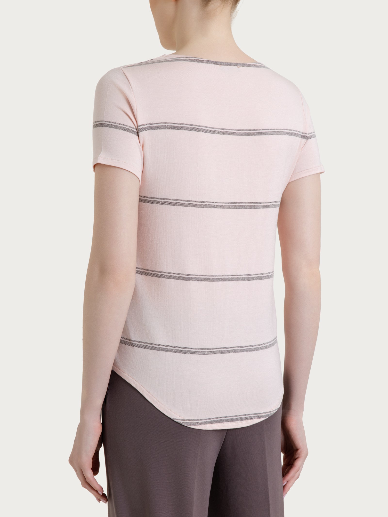 Ragno Viscosa Summer Maglietta Righe Cameo Rose lurex