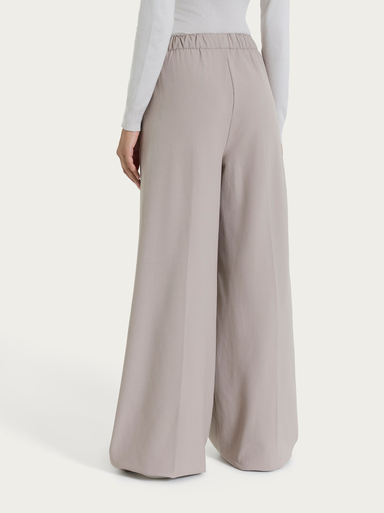 Ragno Flannel Twill pantalone palazzo con pinces Nude beige