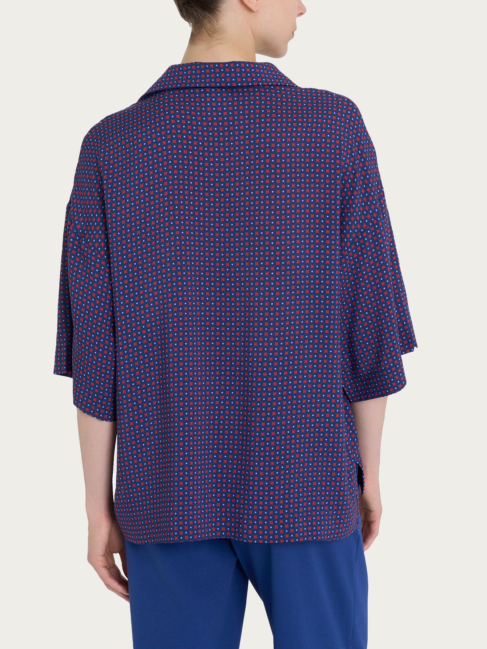 Ragno EcoSeta Blusa Collo Camicia Fant. Salsa