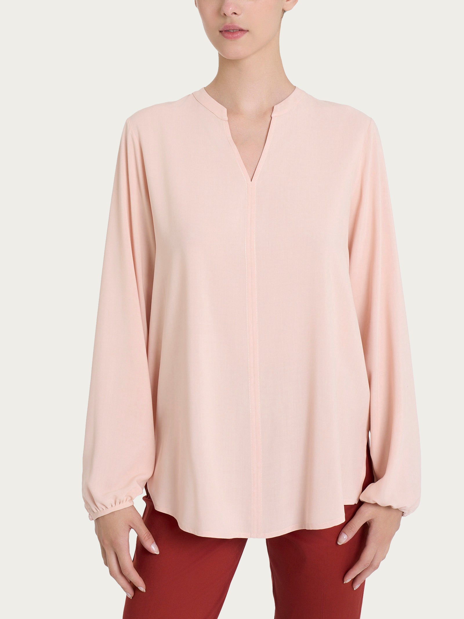 Ragno EcoSeta Blusa camicia Cameo Rose collo coreana