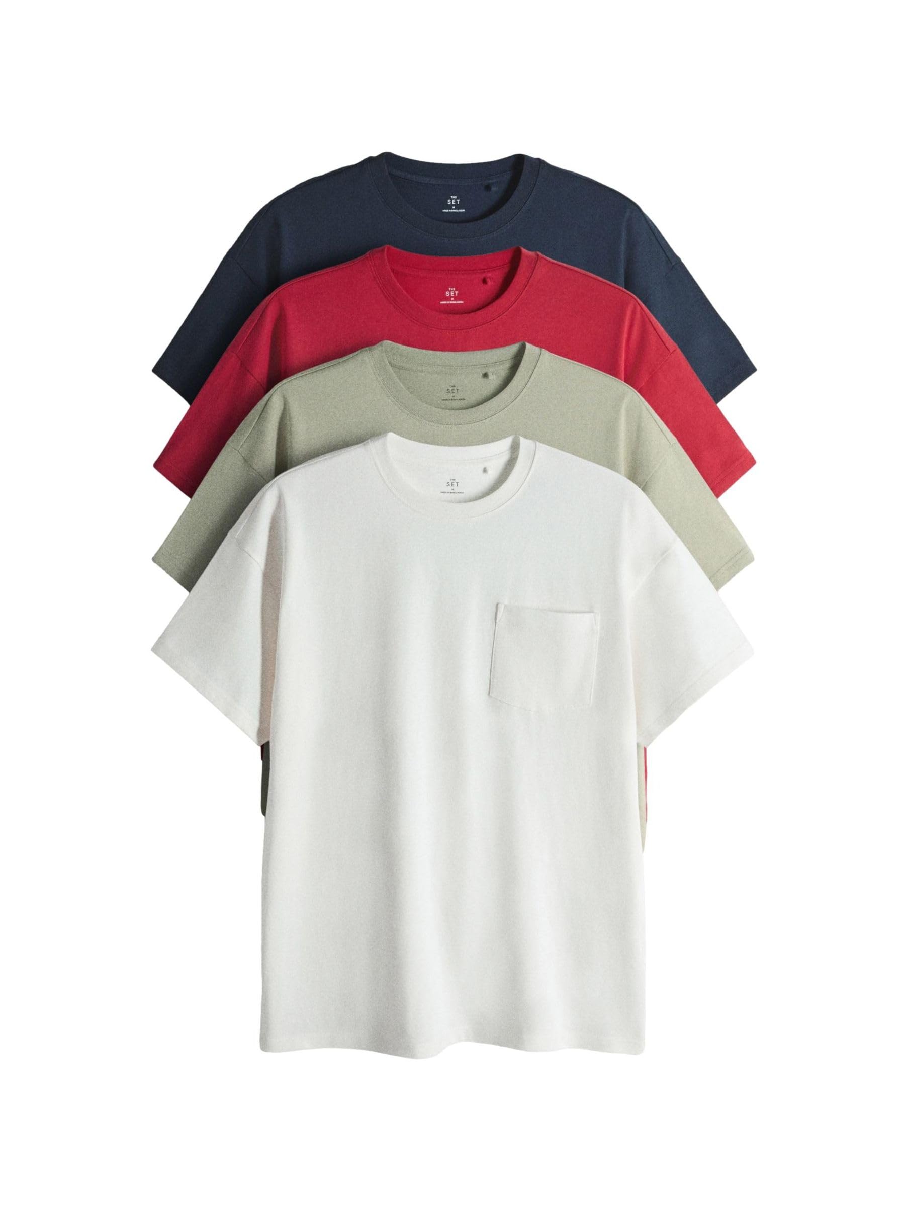 Geo Next The Set T-shirt cotone pesante uomo 4 pezzi con tasca