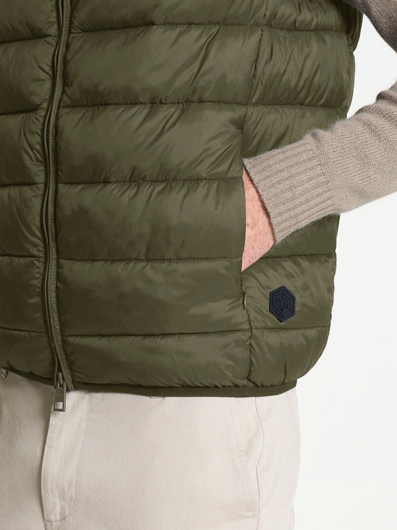 Ragno Vegan Down Piumino Smanicato Uomo Dark Olive Leggero